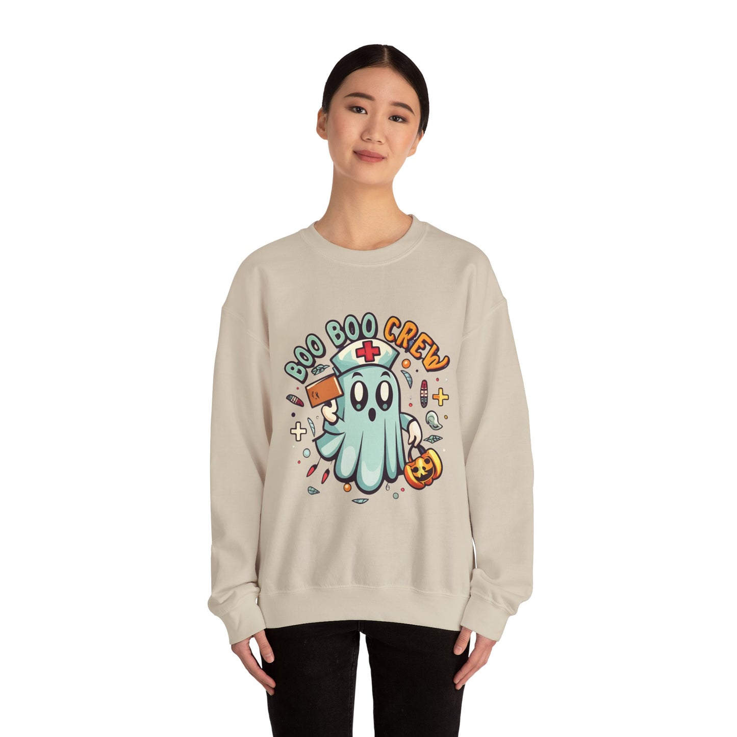 Halloween Ghost Crewneck Sweatshirt, Unisex Sweatshirt, Boo Boo Crew Sweatshirt, Cute Halloween Sweater, Cozy Fall Apparel