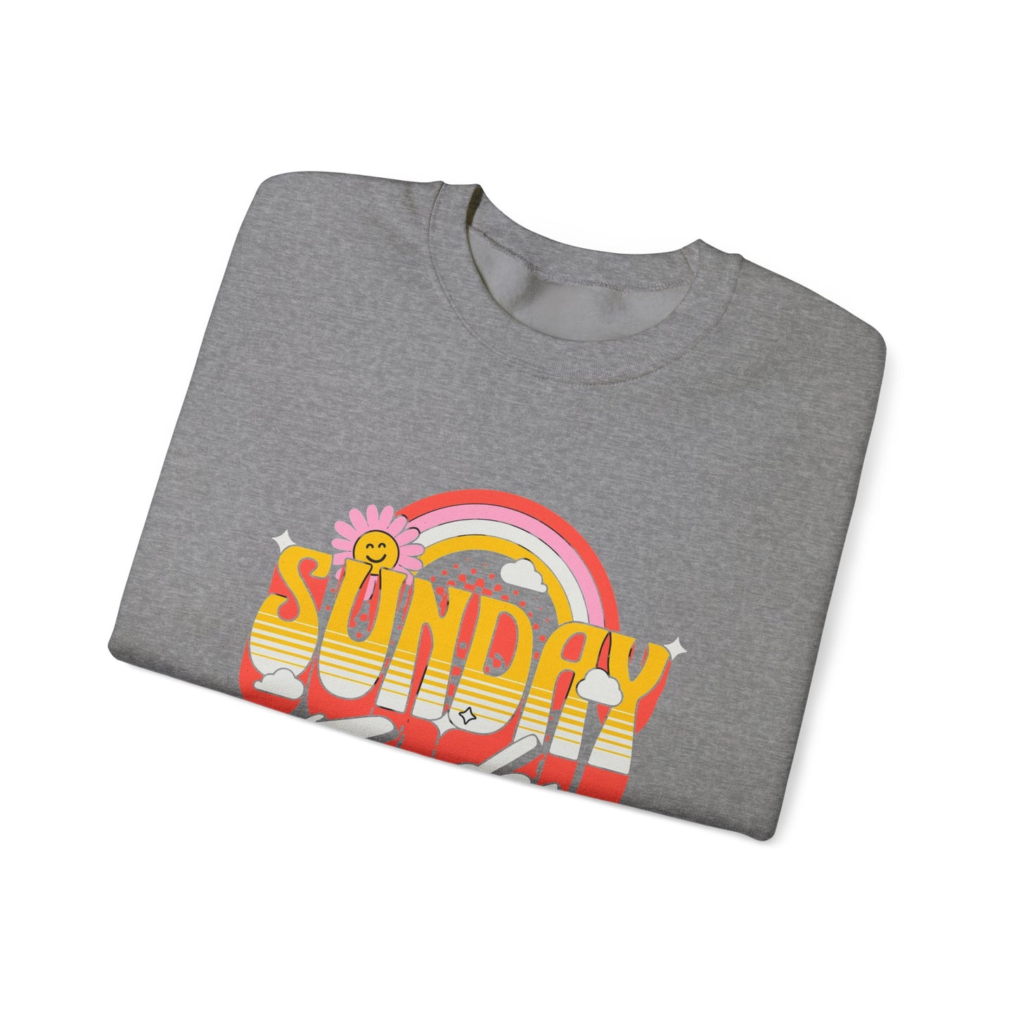 Sunday Funday Unisex Crewneck Sweatshirt - Retro Rainbow Design