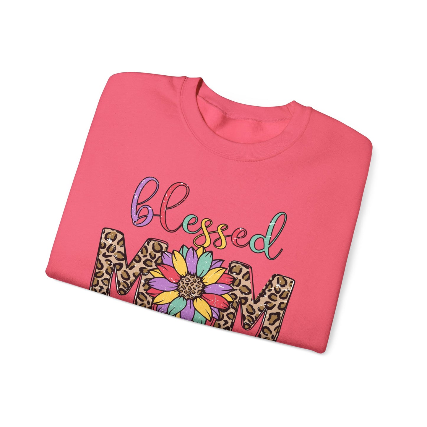 Blessed Mom Leopard Floral Crewneck Sweatshirt