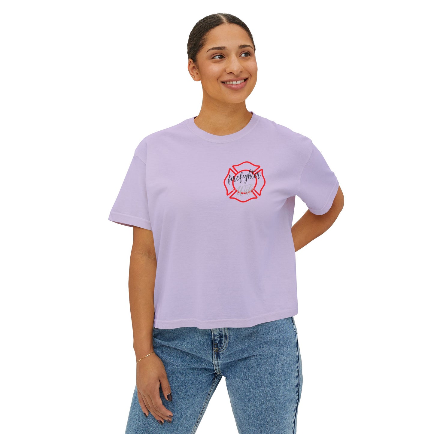 Women's Boxy Tee - #FireWife Graphic Shirt for Firefighter Wives