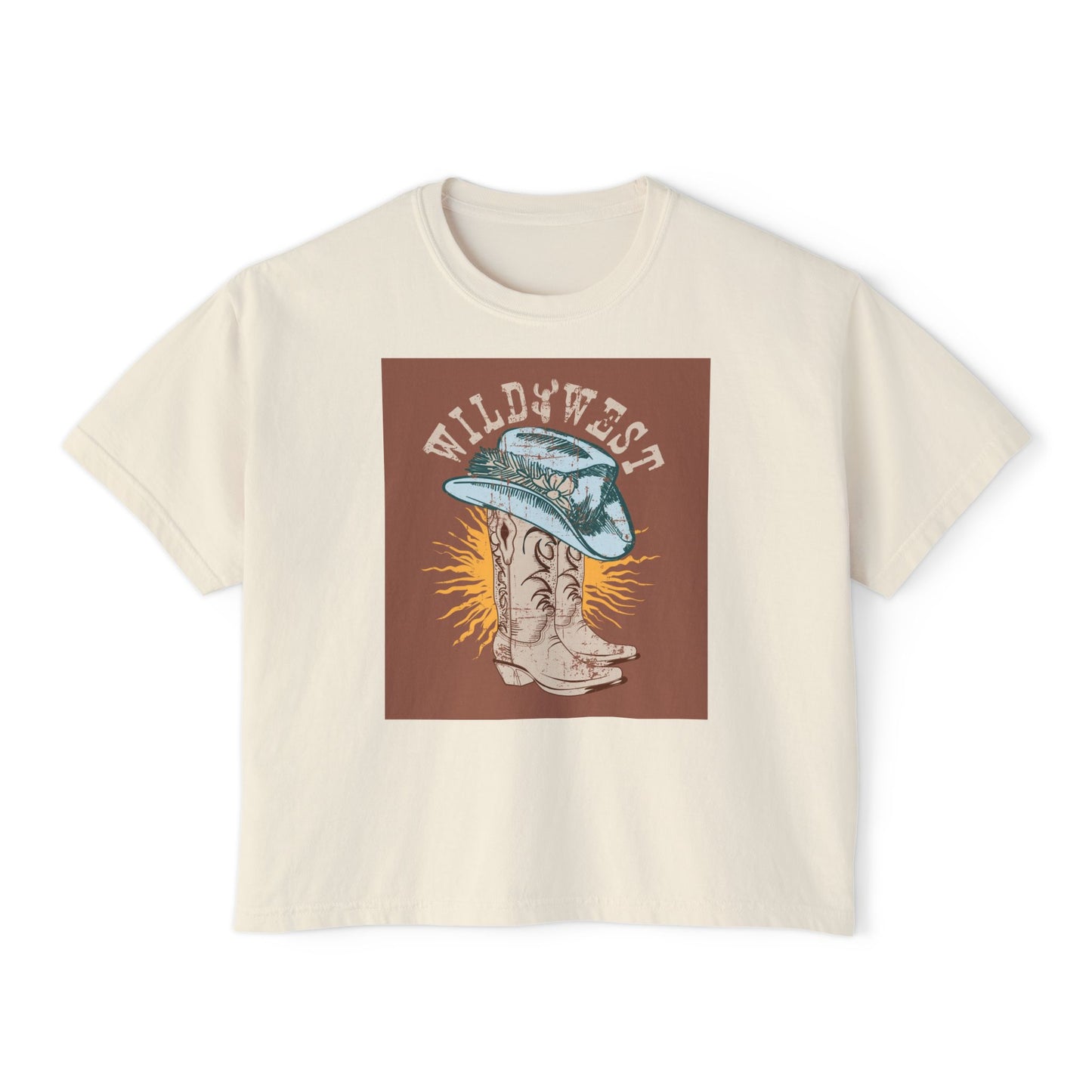Wild West Women's Boxy Tee, Western Graphic T-Shirt, Vintage Cowboy Shirt, Boho Fashion Top, Casual Summer Wear, Gift for Her