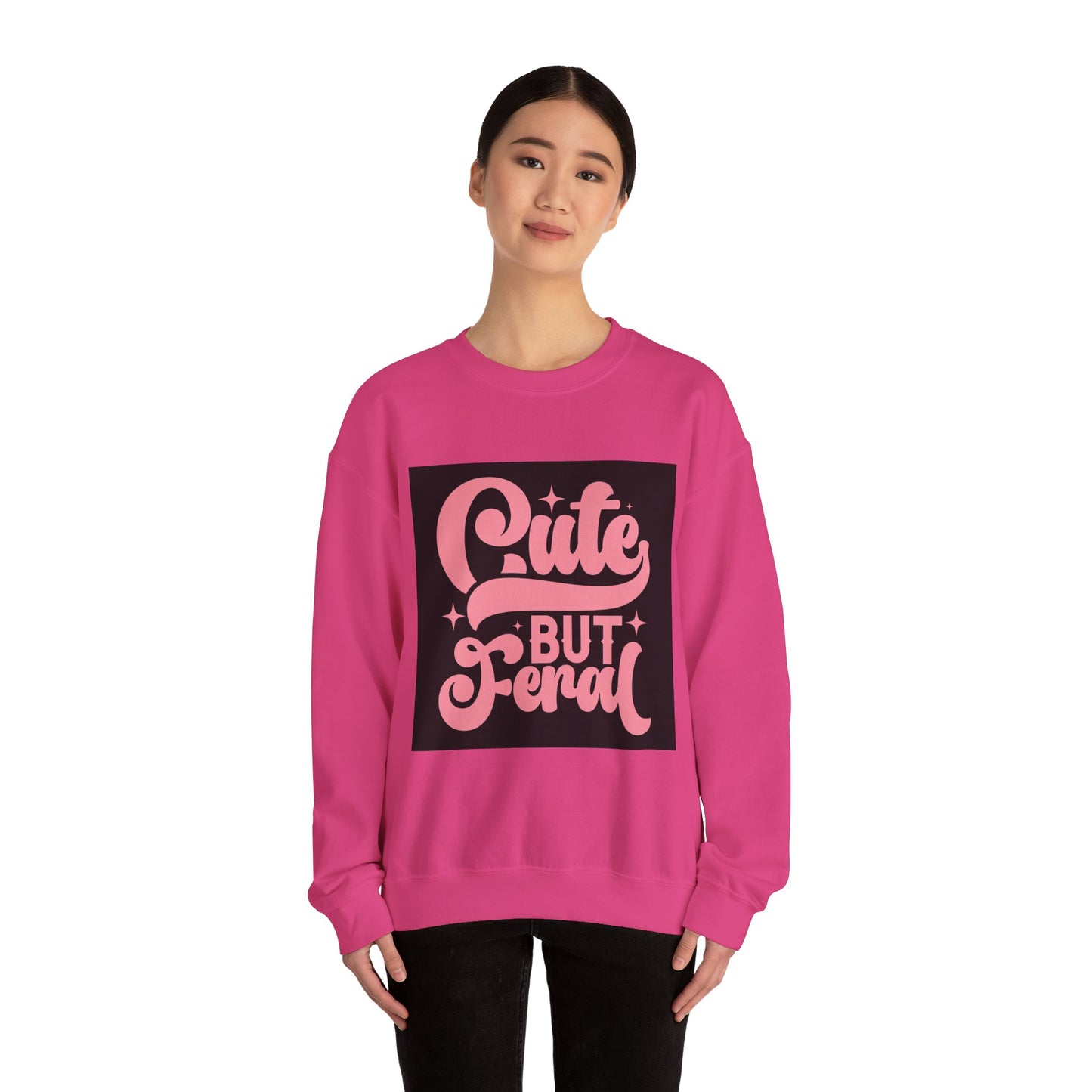 Cute But Feral Unisex Heavy Blend Crewneck Sweatshirt - Cozy & Stylish