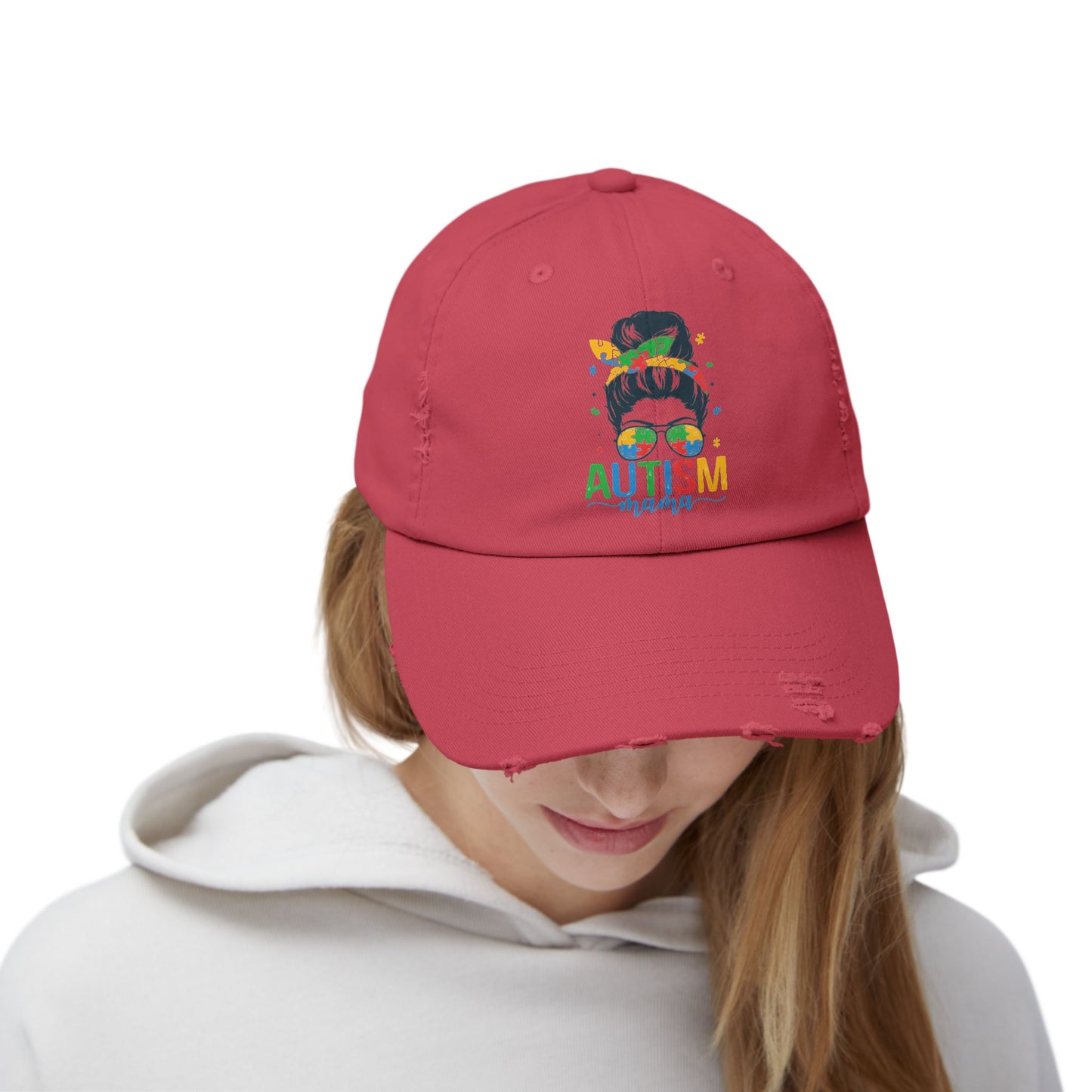 Autism Mama Distressed Cap - Stylish Supportive Hat for Moms