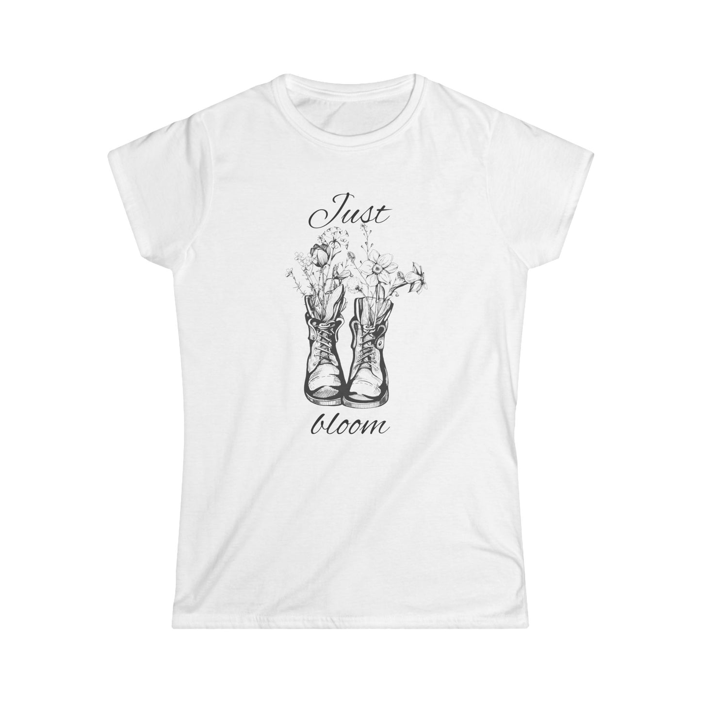 Just Bloom Women's Softstyle Tee - Inspirational Floral Design