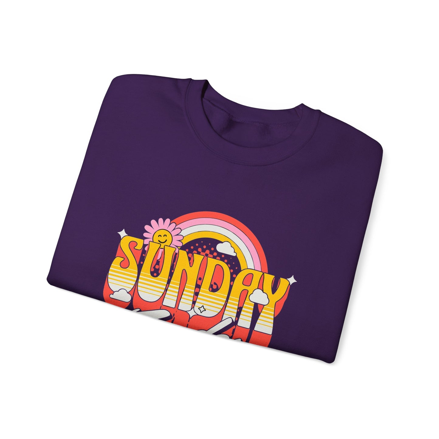 Sunday Funday Unisex Crewneck Sweatshirt - Retro Rainbow Design