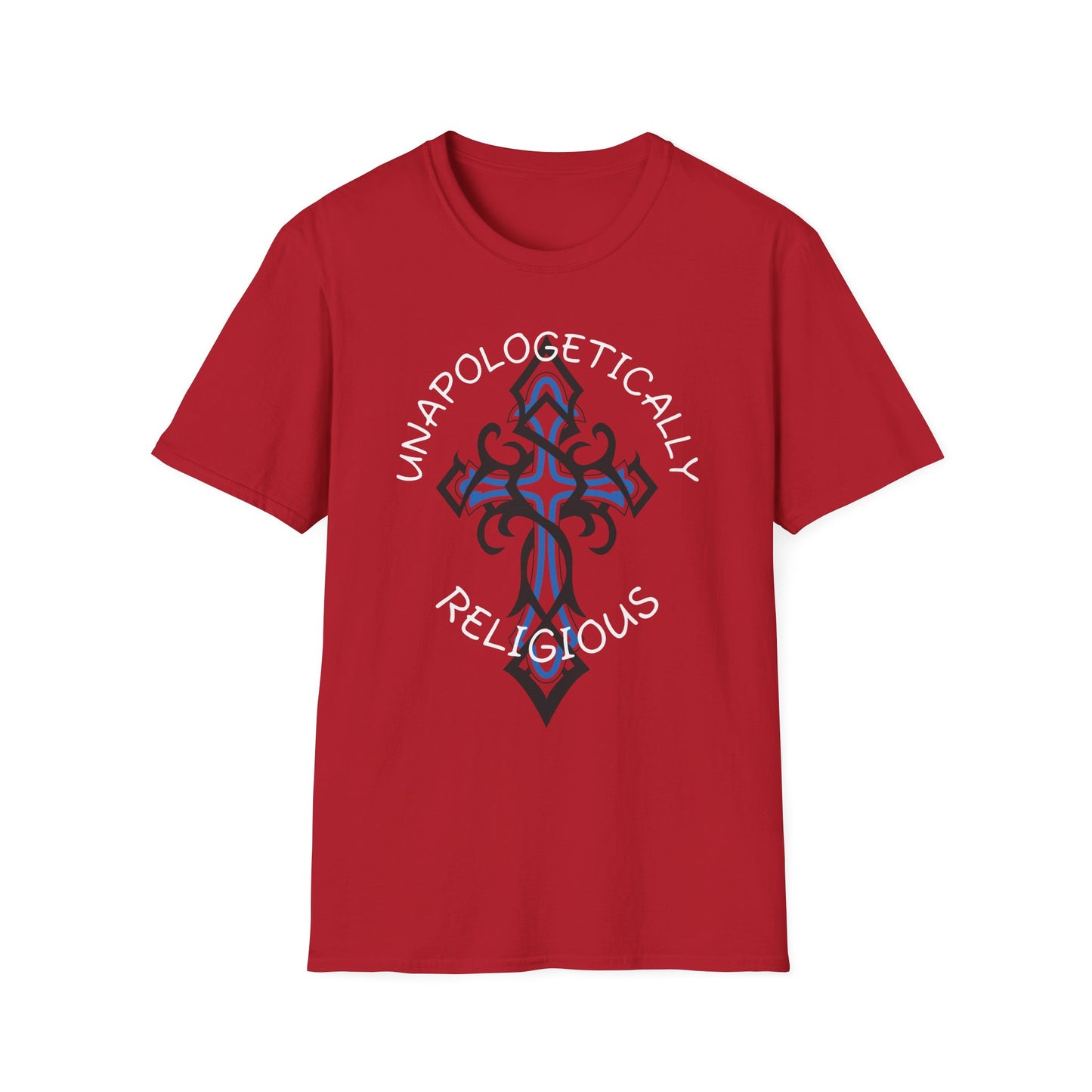 Ornate Cross Unisex Softstyle T-Shirt, Spiritual Tee, Religious Gift, Casual Wear, Unique Graphic Top