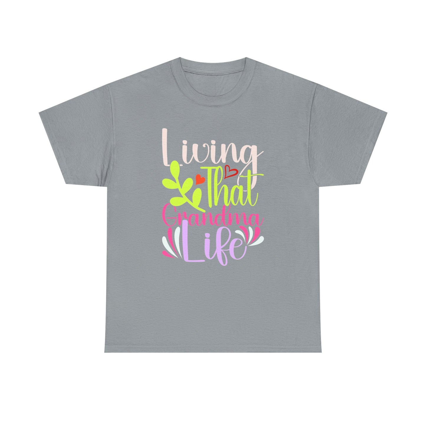 Living That Grandma Life Unisex Heavy Cotton Tee, Gift for Grandma, Cute Family Shirt, Mother's Day Tee, Casual Everyday Wear