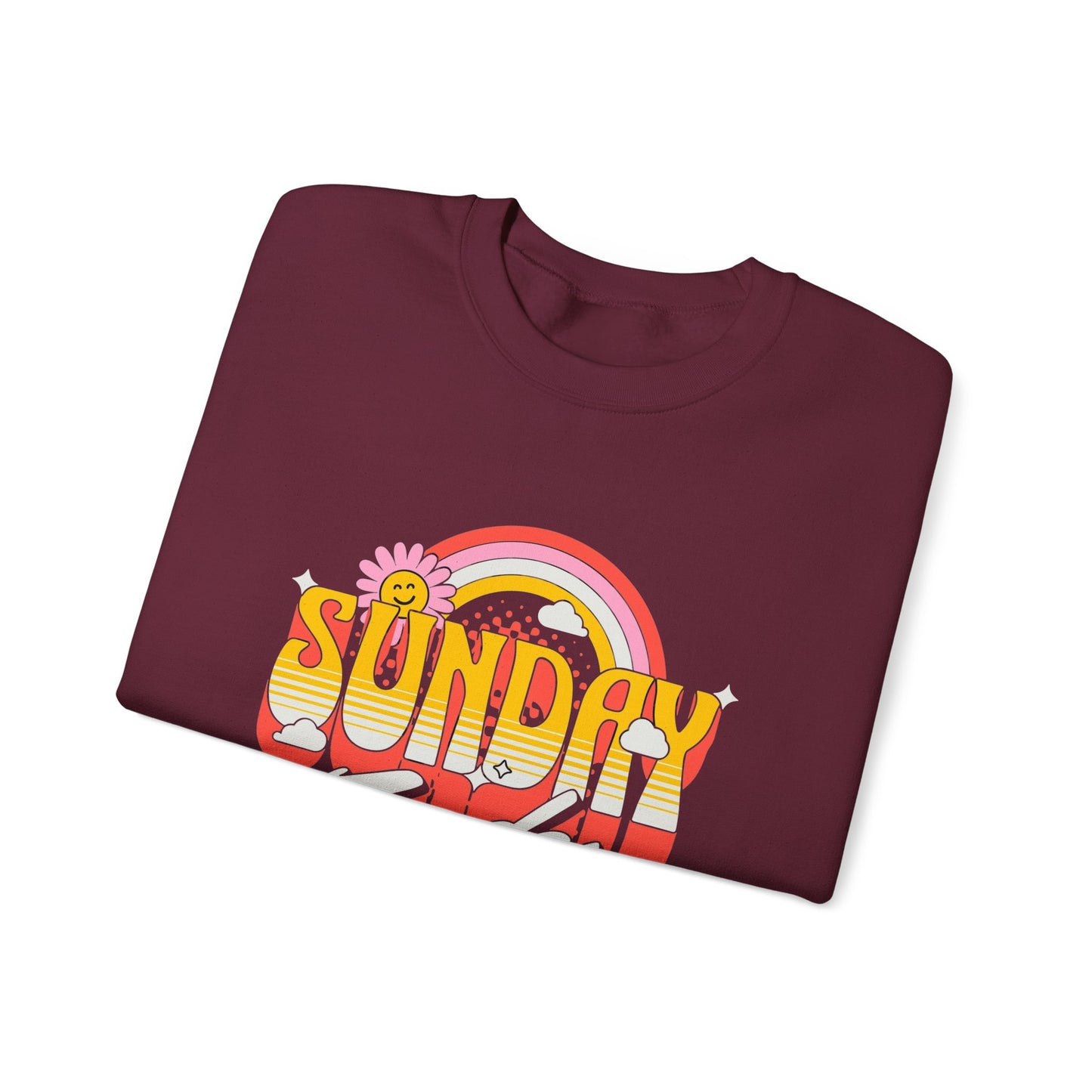 Sunday Funday Unisex Crewneck Sweatshirt - Retro Rainbow Design