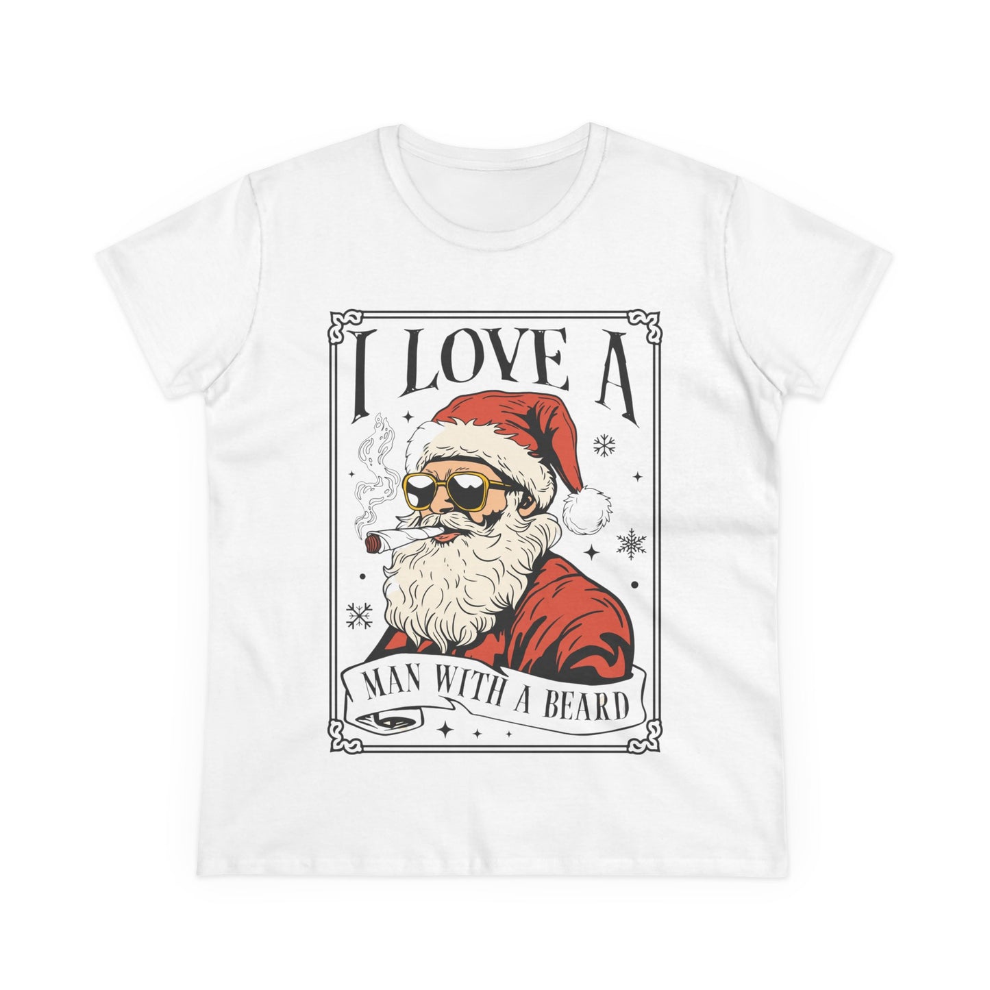 Santa Beard Women's Tee, Funny Christmas Shirt, Holiday Gift for Her, Cute Santa Graphic Tee, Santa Lover Apparel, christmas