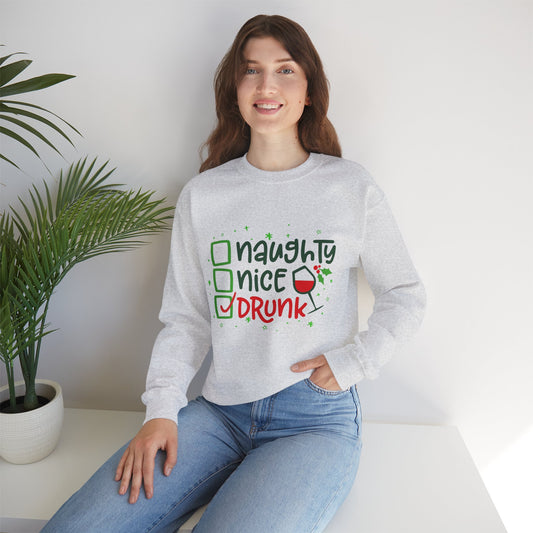 Naughty Nice Drunk Sweatshirt - Unisex Holiday Crewneck