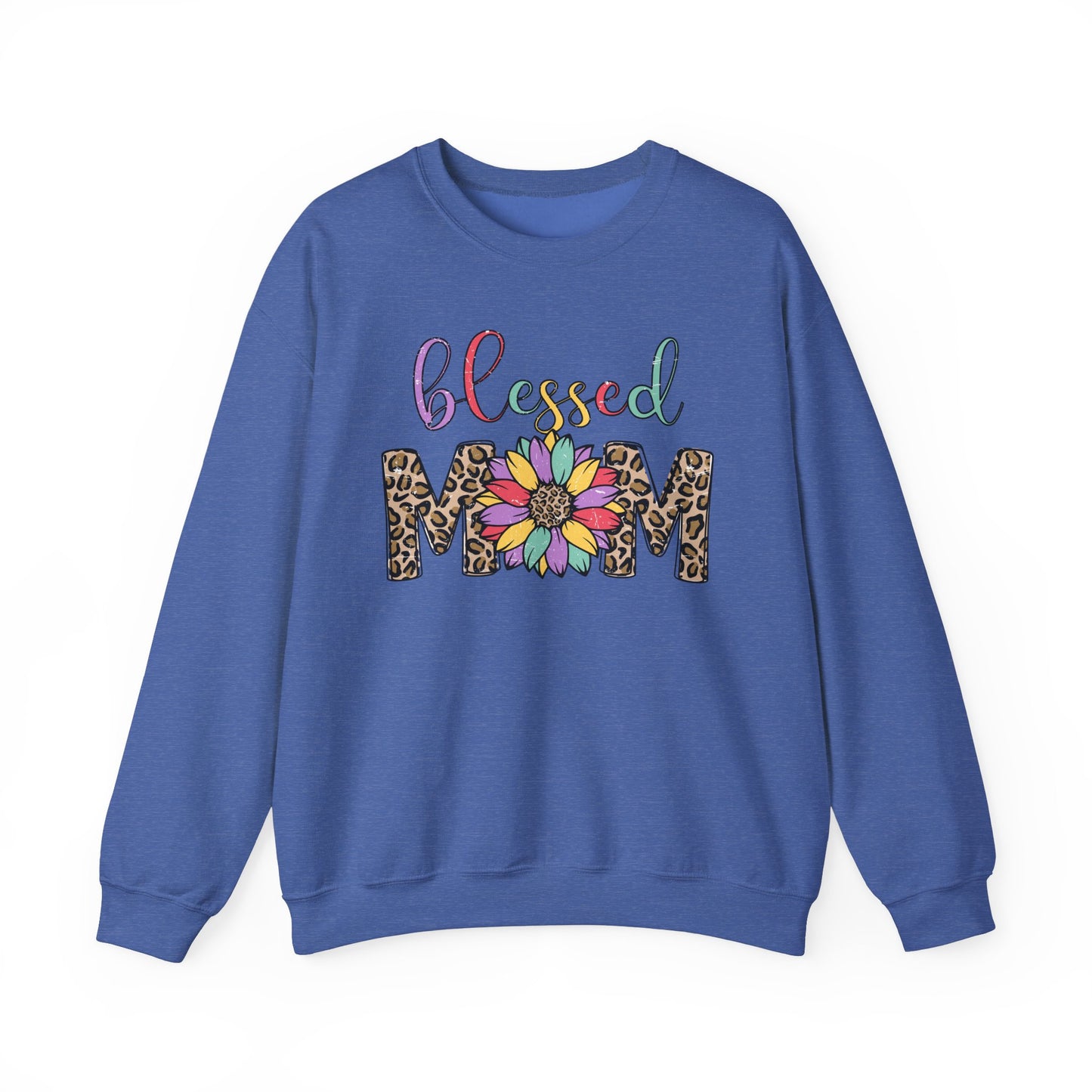Blessed Mom Leopard Floral Crewneck Sweatshirt