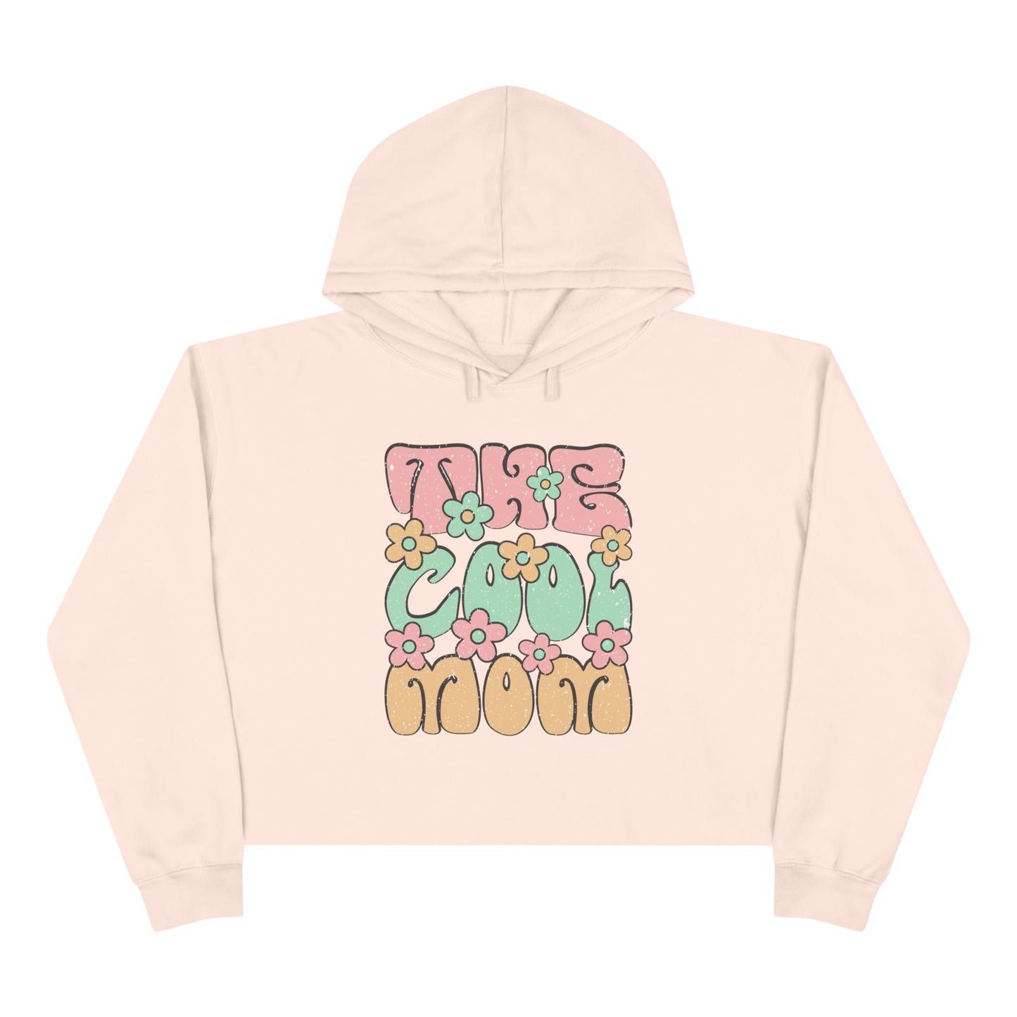 Retro Floral Crop Hoodie - 'This Cool Mood' - Trendy Spring Fashion