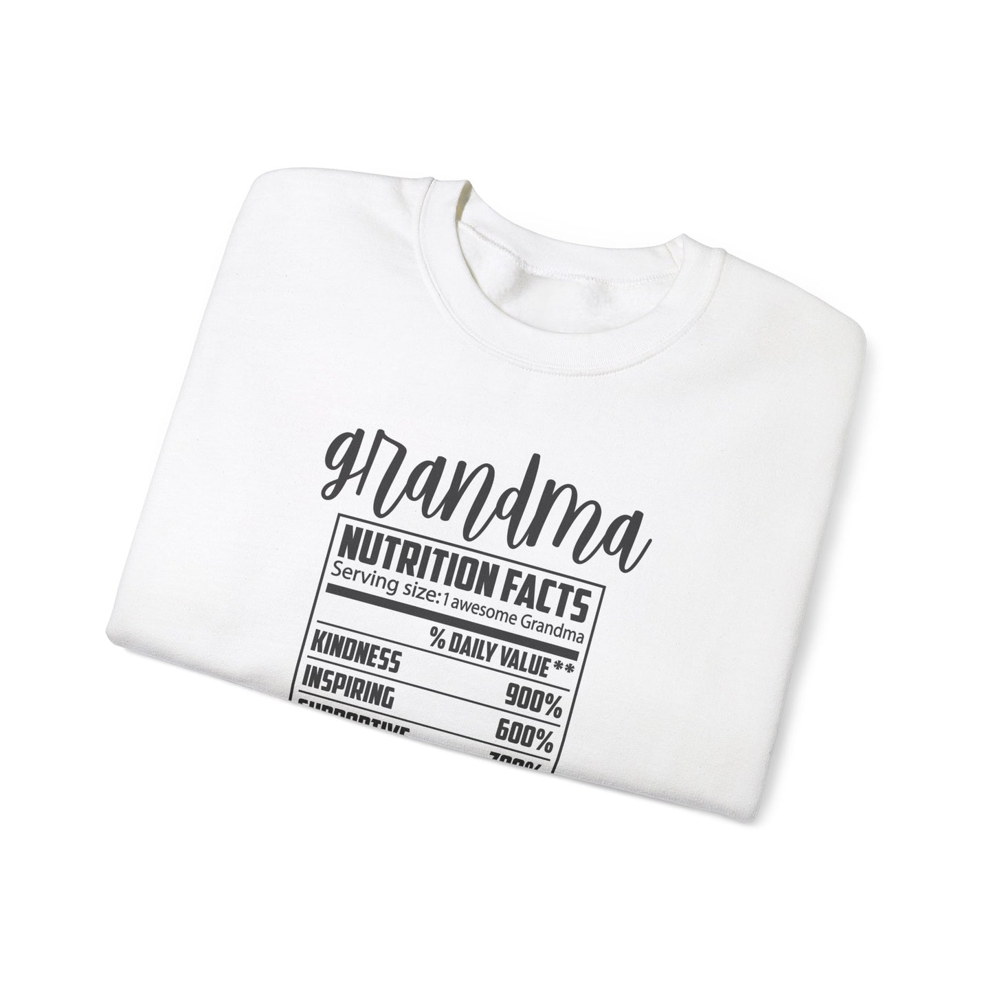 Grandma Nutrition Facts Sweatshirt - Cozy Unisex Crewneck for Family Celebrations