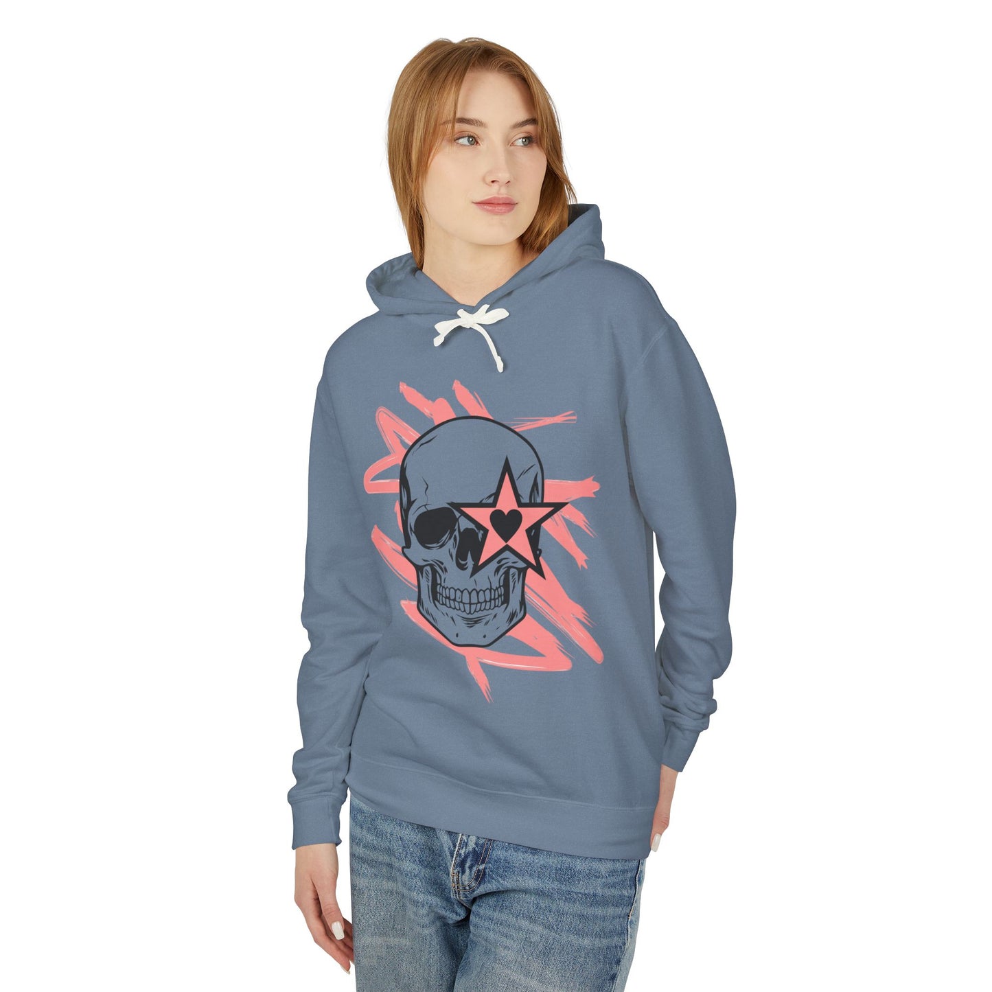 Skull and Star Lightweight Unisex Hoodie - Trendy Graphic Sweatshirt for Casual Wear