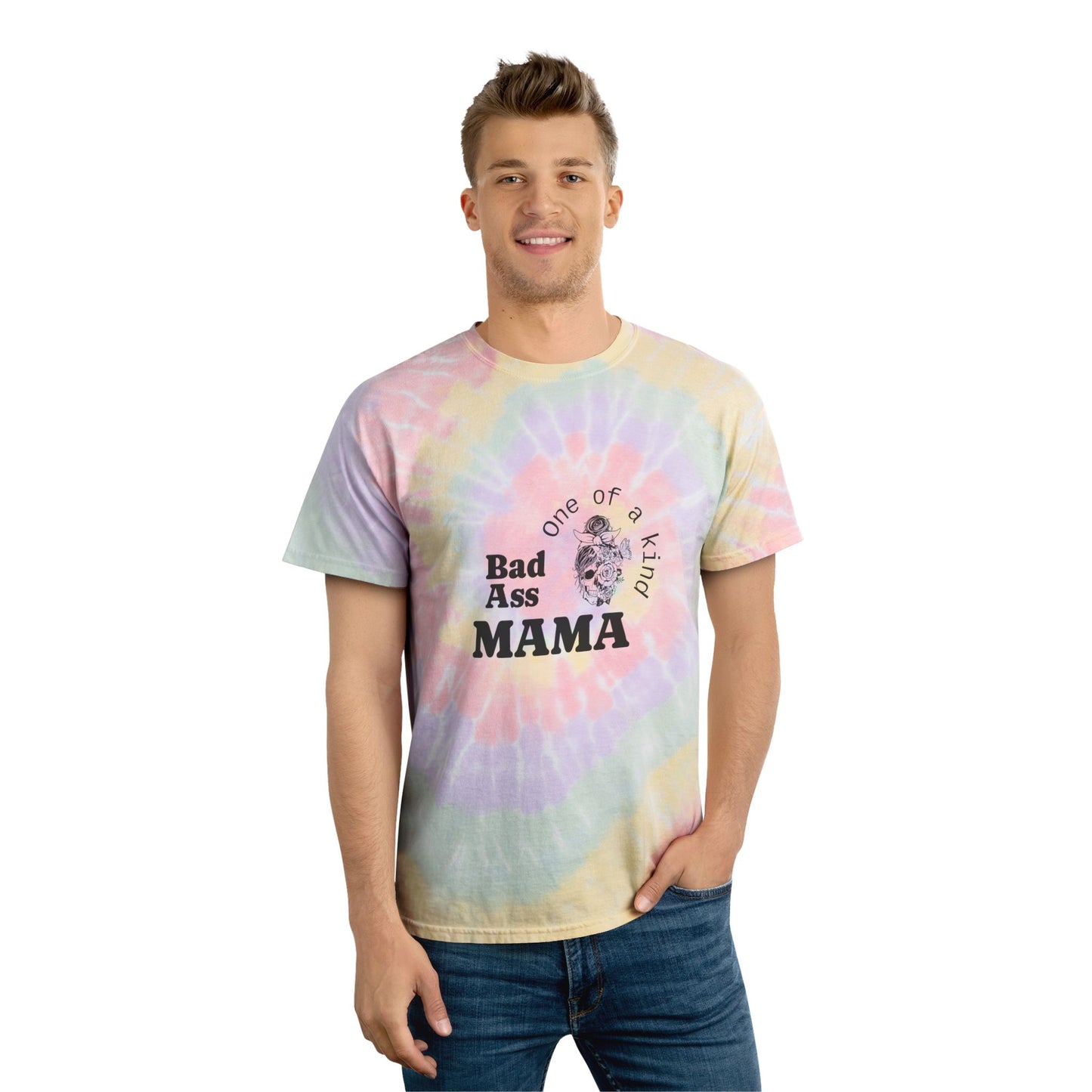 Bad Ass Mama Tie-Dye Tee – Spiral, Colorful Casual T-Shirt for Cool Moms