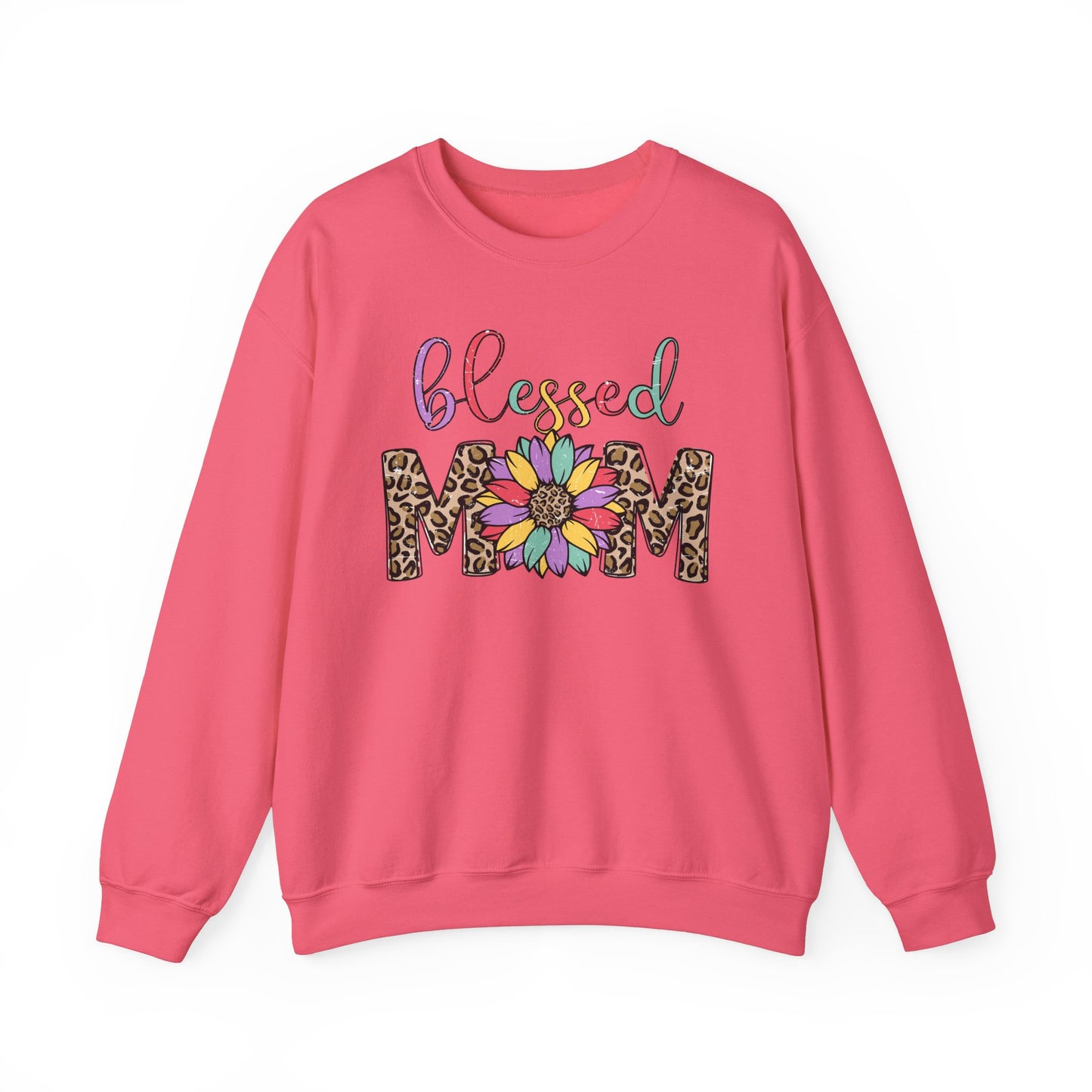 Blessed Mom Leopard Floral Crewneck Sweatshirt