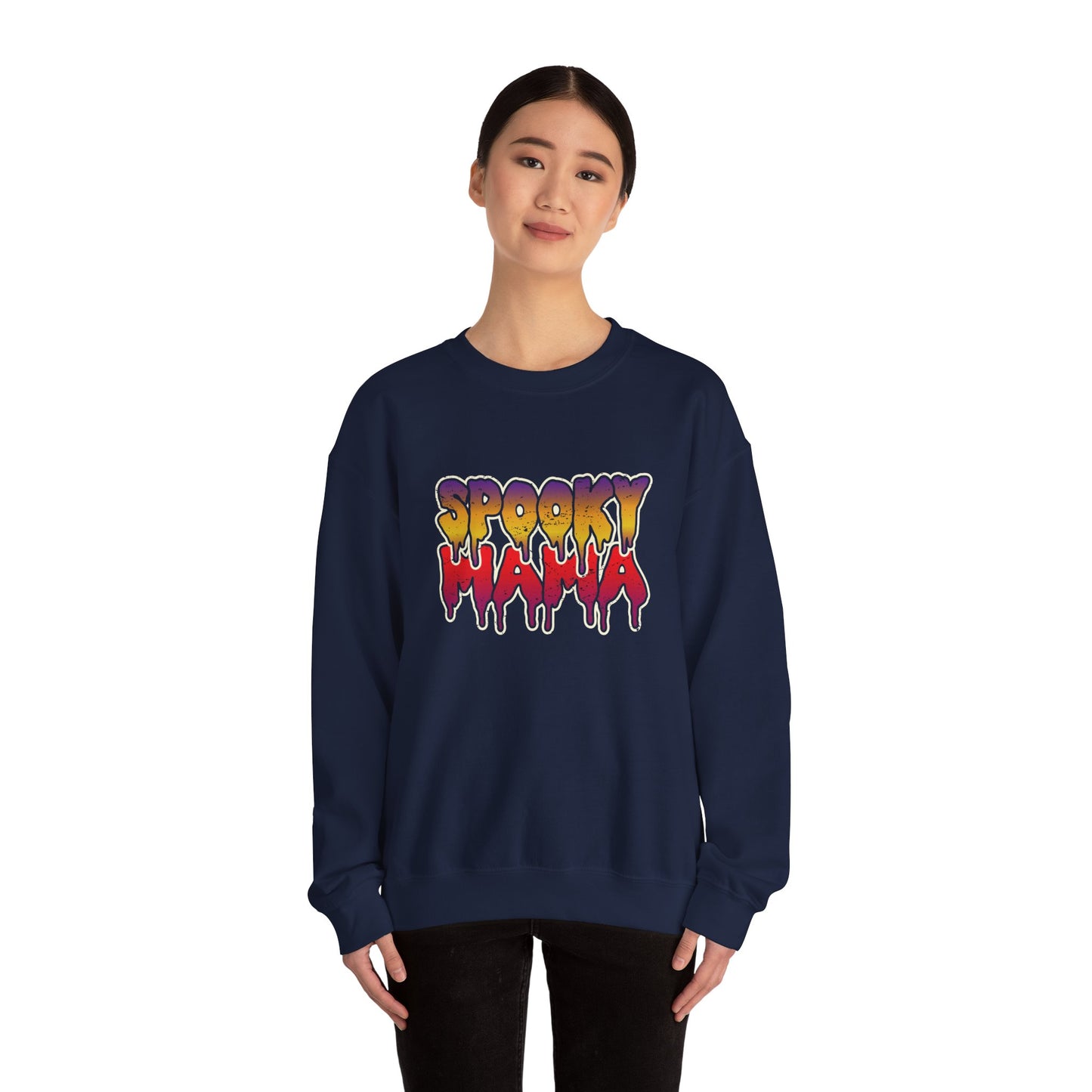 Spooky Mama Crewneck Sweatshirt, Halloween Sweatshirt, Gift for Moms, Cozy Fall Apparel, Unisex Holiday Clothing