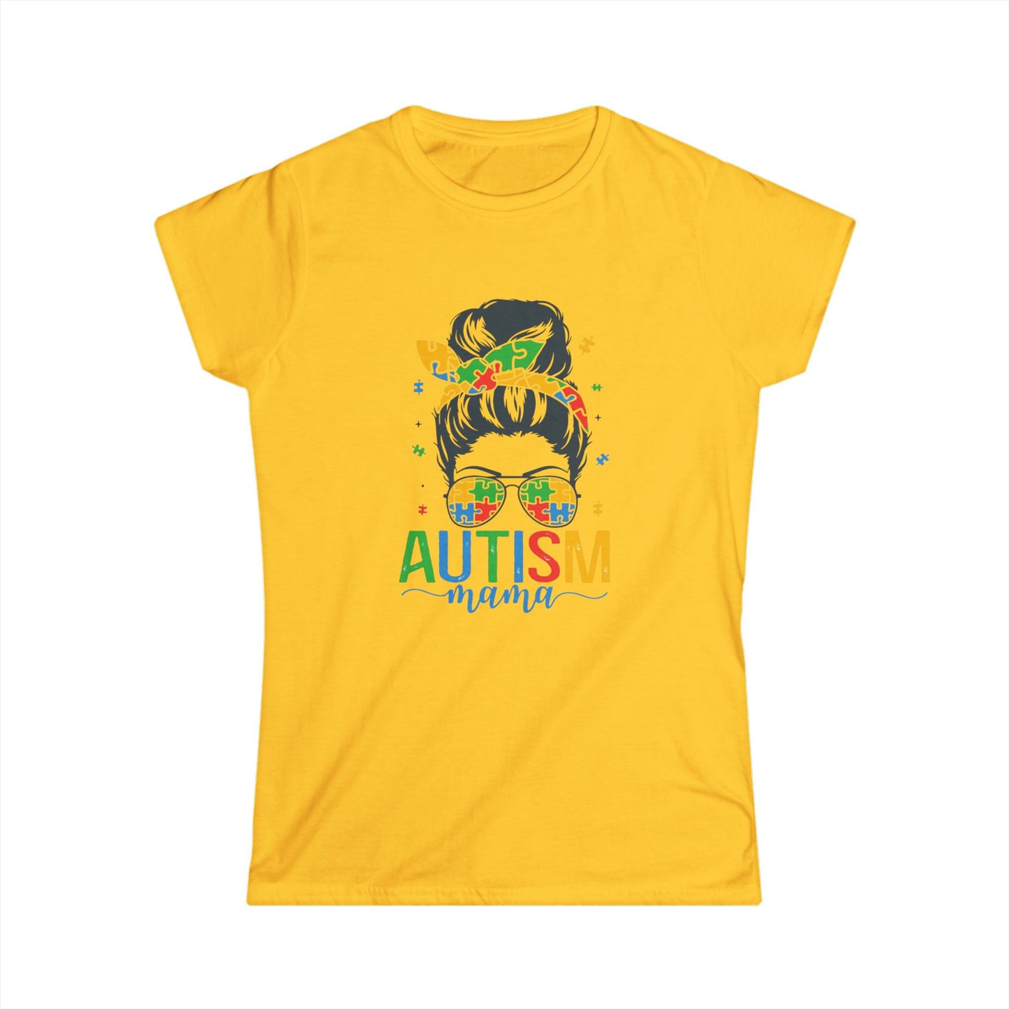 Autism Mama Women's Softstyle Tee | Supportive T-Shirt, Gift for Moms, Autism Awareness, Comfortable Casual Wear, Colorful Design