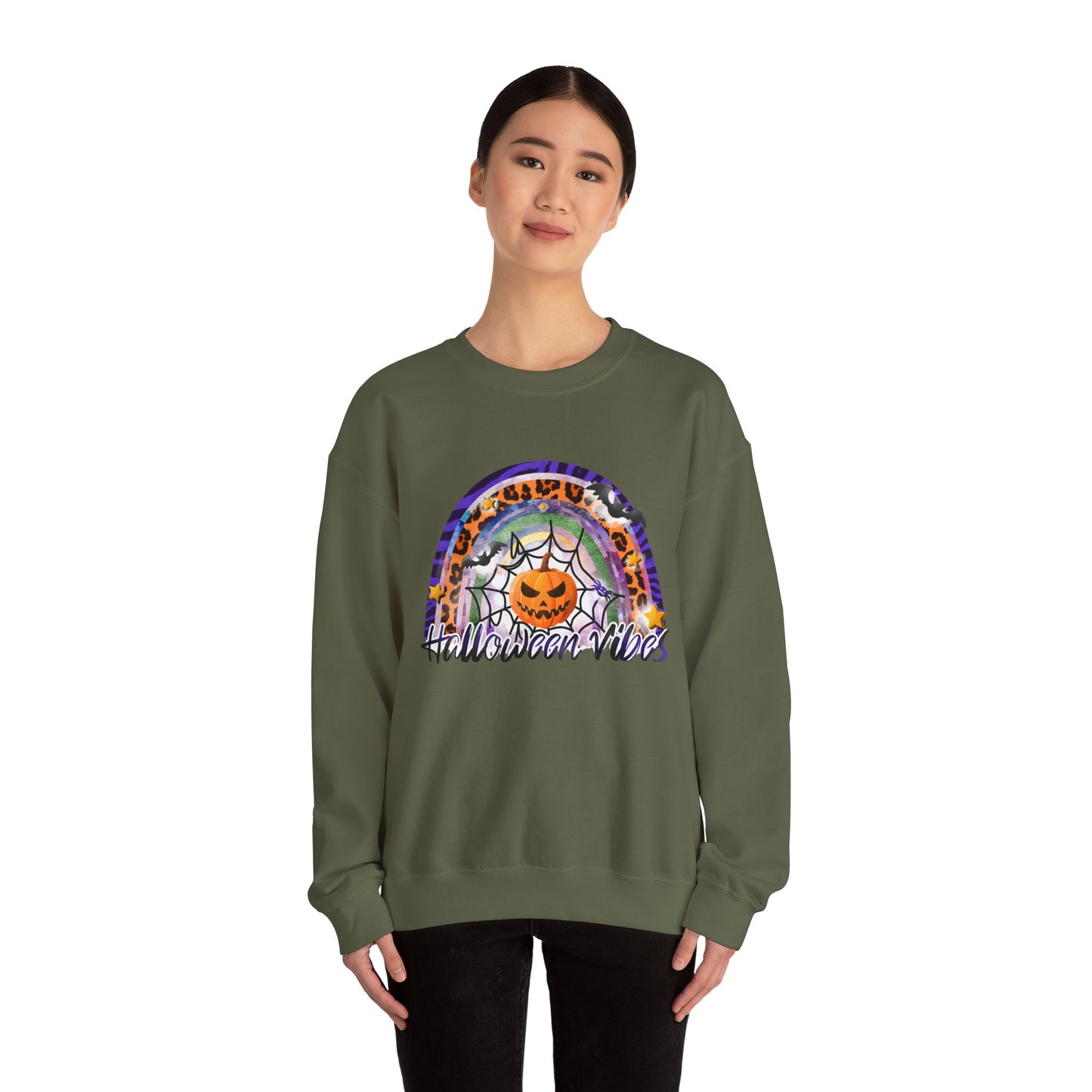Halloween Vibes Crewneck Sweatshirt | Unisex Autumn Apparel, Cozy Fall Fashion, Halloween Gifts, Spooky Season Outfit, Pumpkin Sweatshirt