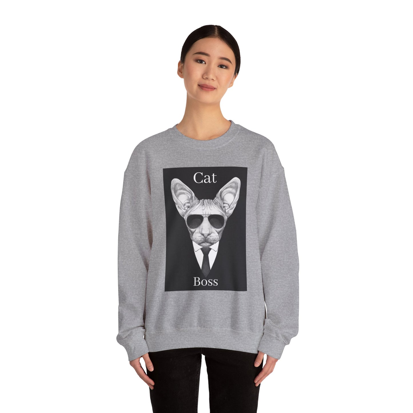 Cat Boss Unisex Crewneck Sweatshirt - Funny Cat Graphic Pullover