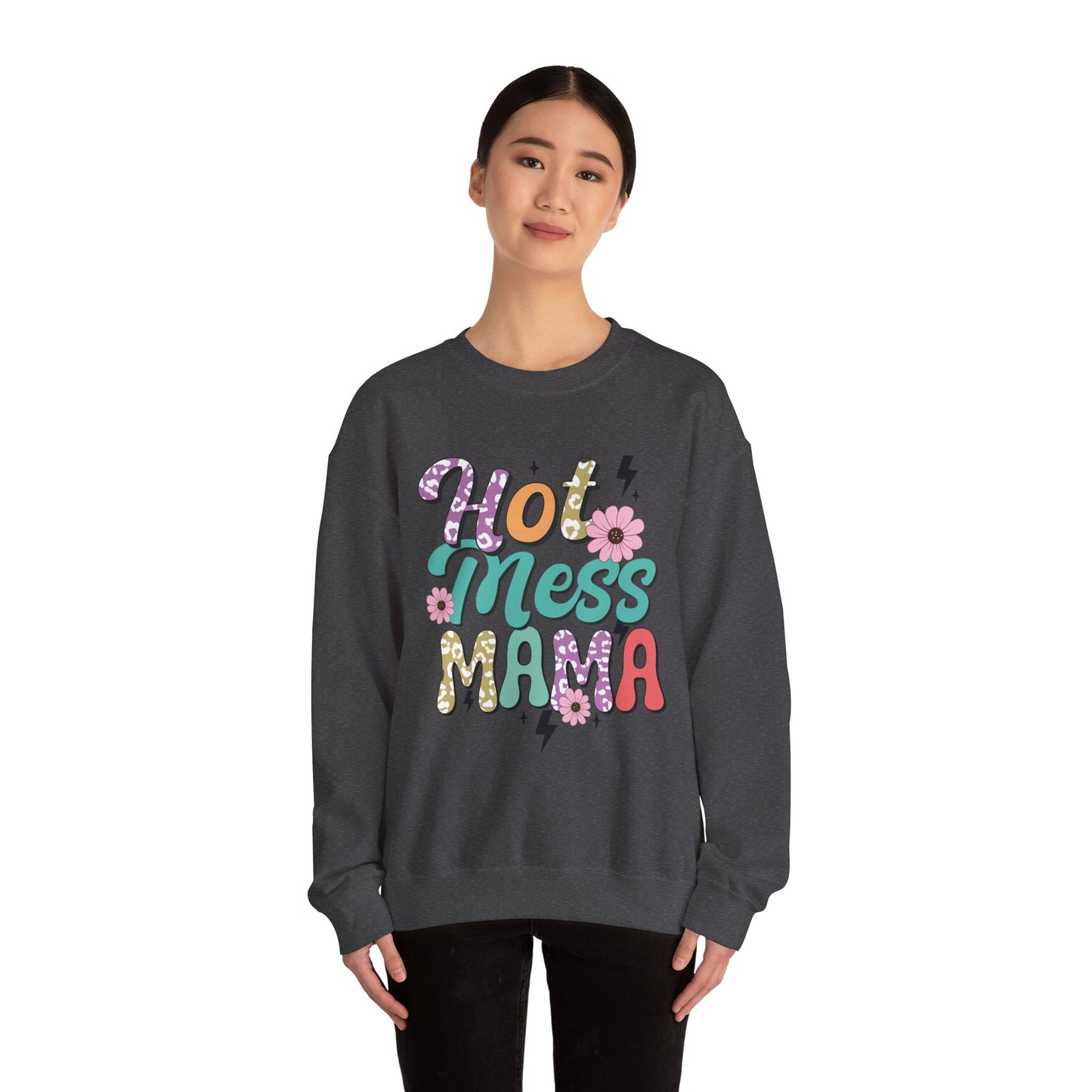 Hot Mess Mama Sweatshirt | Cozy Gift for Moms | Fun and Stylish Crewneck | Perfect for Casual Wear, Birthdays, Mother’s Day, Celebrations