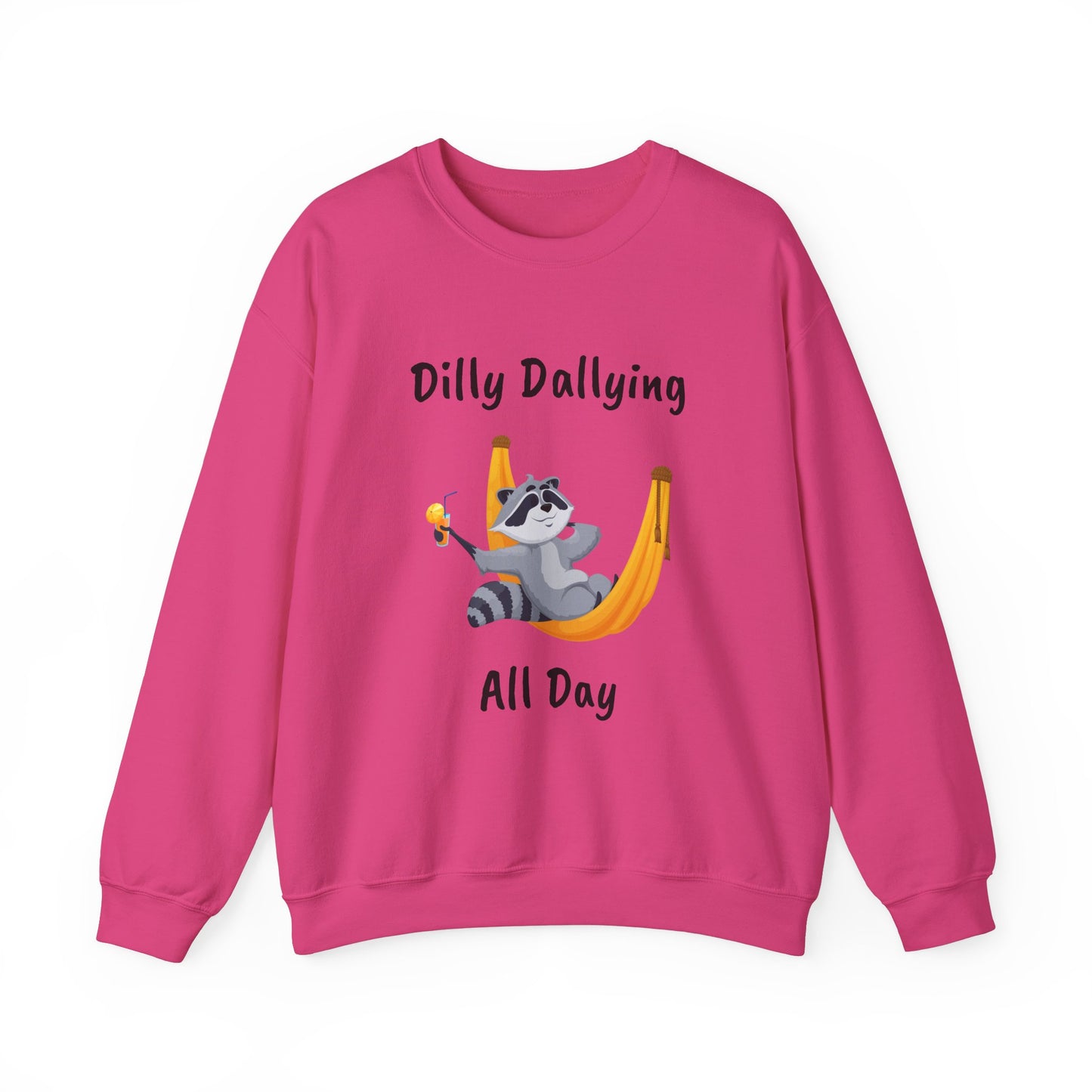 Dilly Dallying Raccoon Sweatshirt - Cozy Unisex Crewneck for Relaxation and Fun