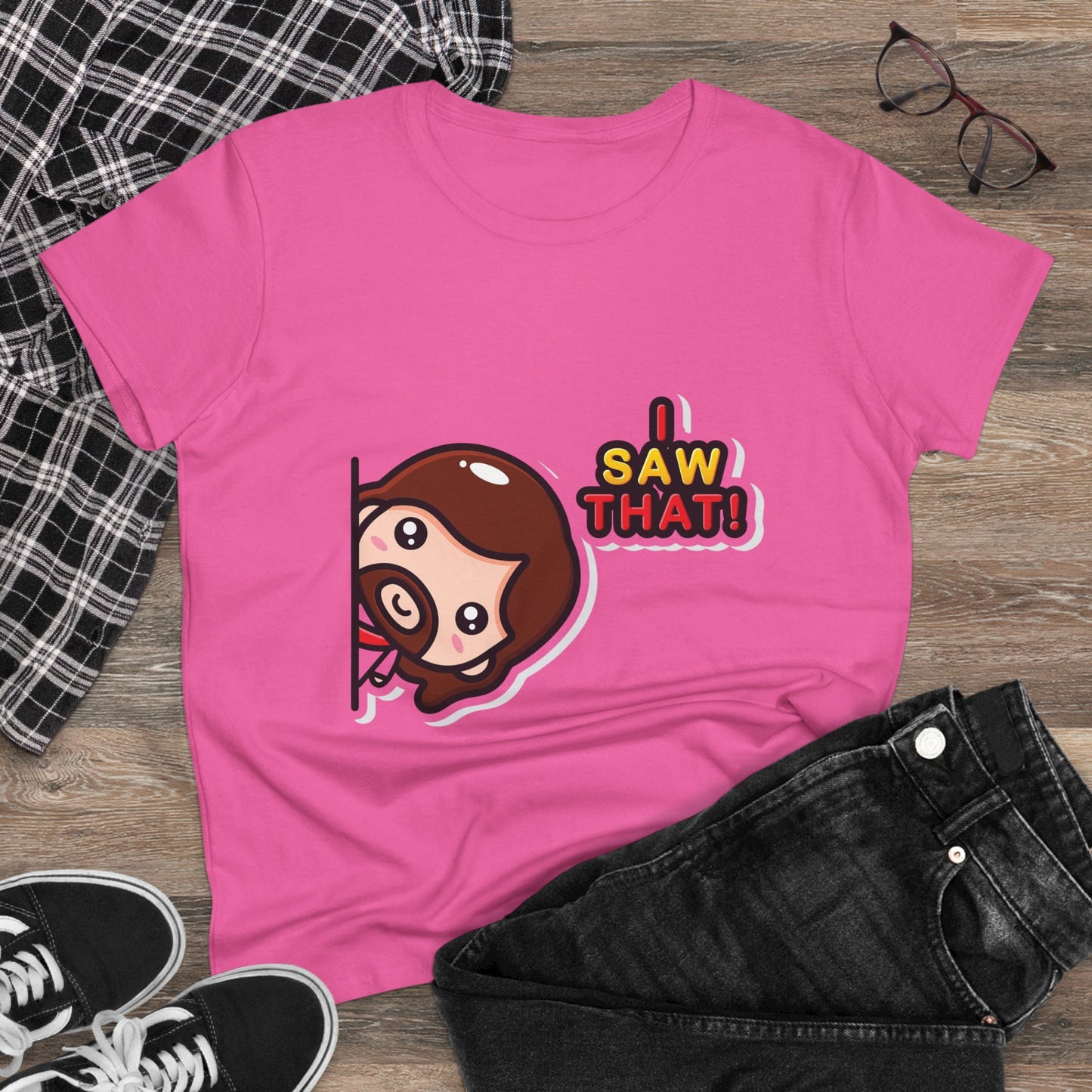 Funny Women’s Cotton Tee - 'I Saw That!' Graphic T-Shirt