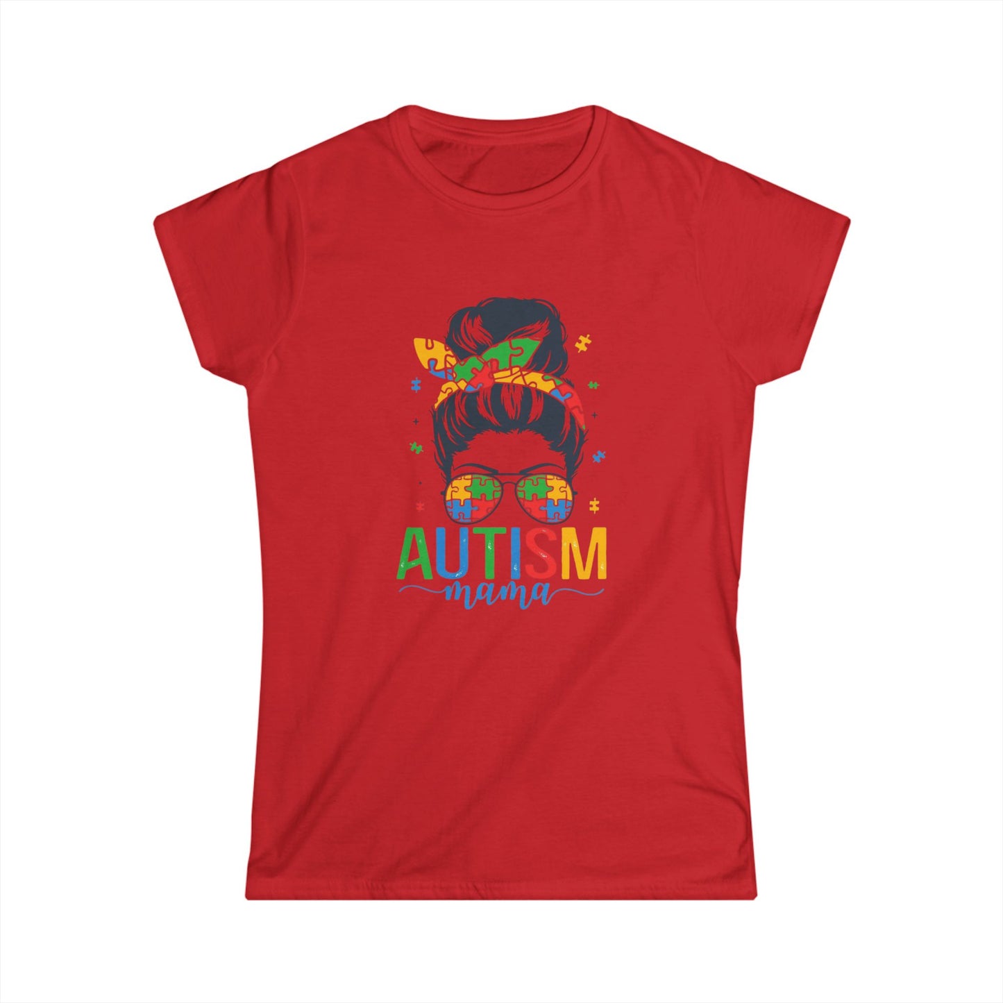 Autism Mama Women's Softstyle Tee | Supportive T-Shirt, Gift for Moms, Autism Awareness, Comfortable Casual Wear, Colorful Design