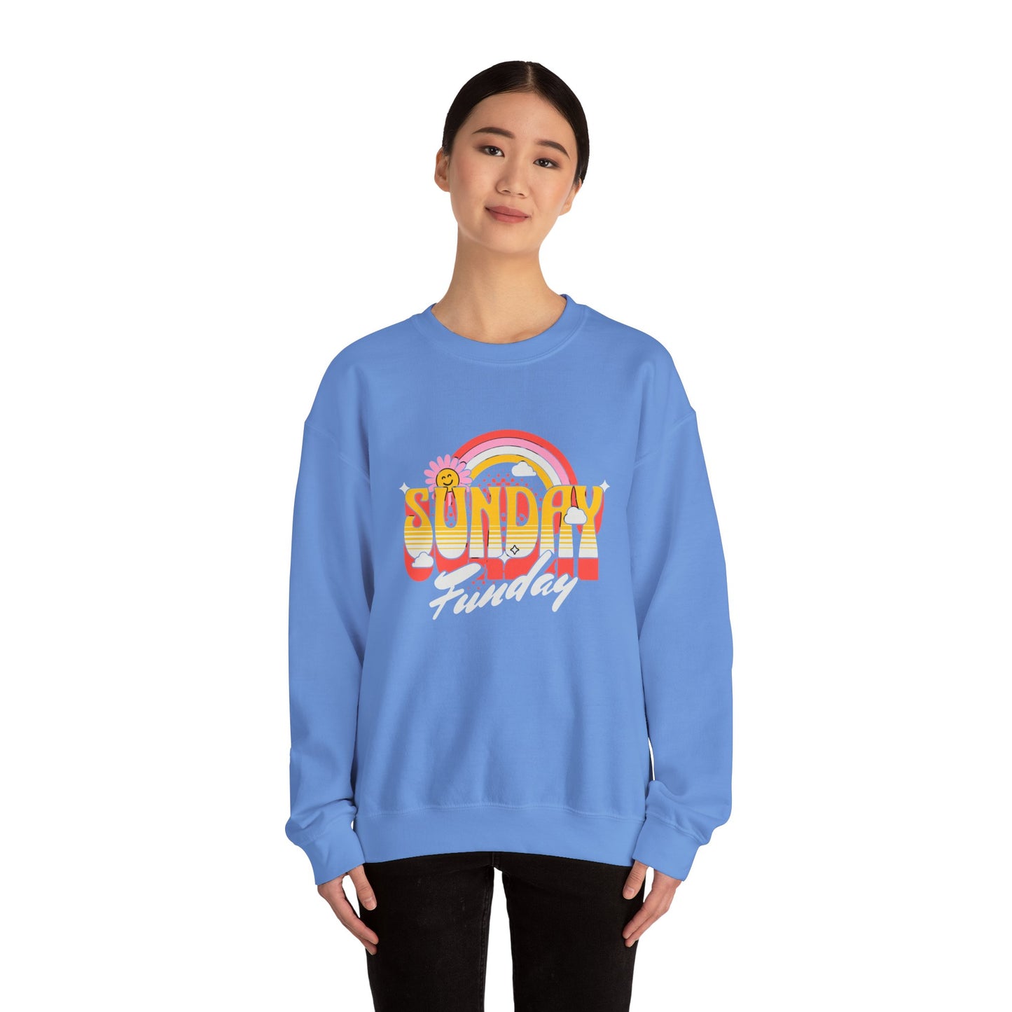 Sunday Funday Unisex Crewneck Sweatshirt - Retro Rainbow Design