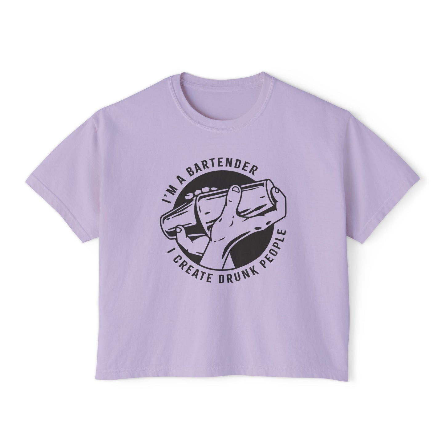 Bartender Vibe Women's Boxy Tee, Casual Graphic Top, Fun Bartending Shirt, Perfect for Parties, Gift for Bartenders