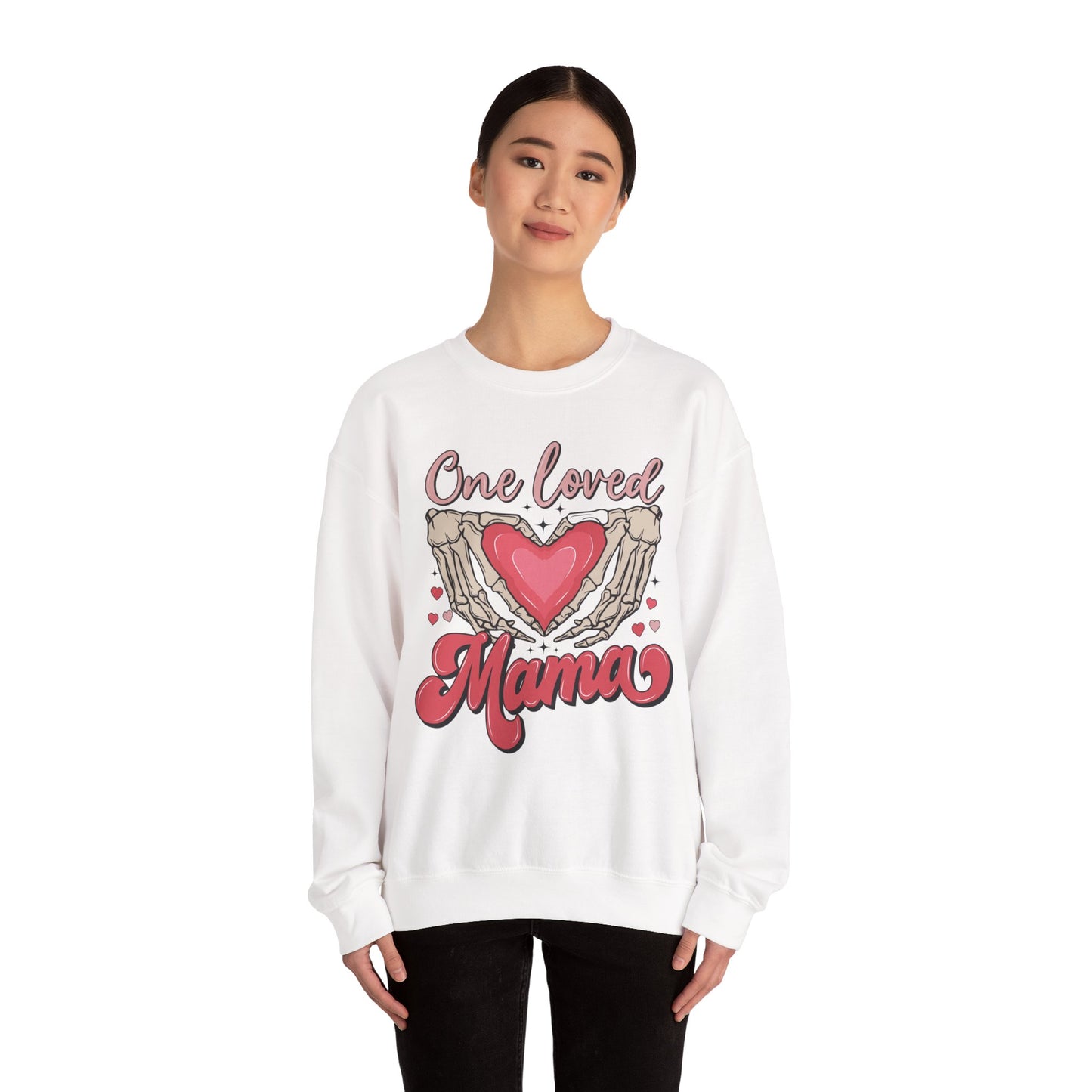 One Loved Mama Crewneck Sweatshirt, Perfect Gift for Moms, Cozy Layer for Birthdays, Mother's Day, Heartfelt Gift Idea