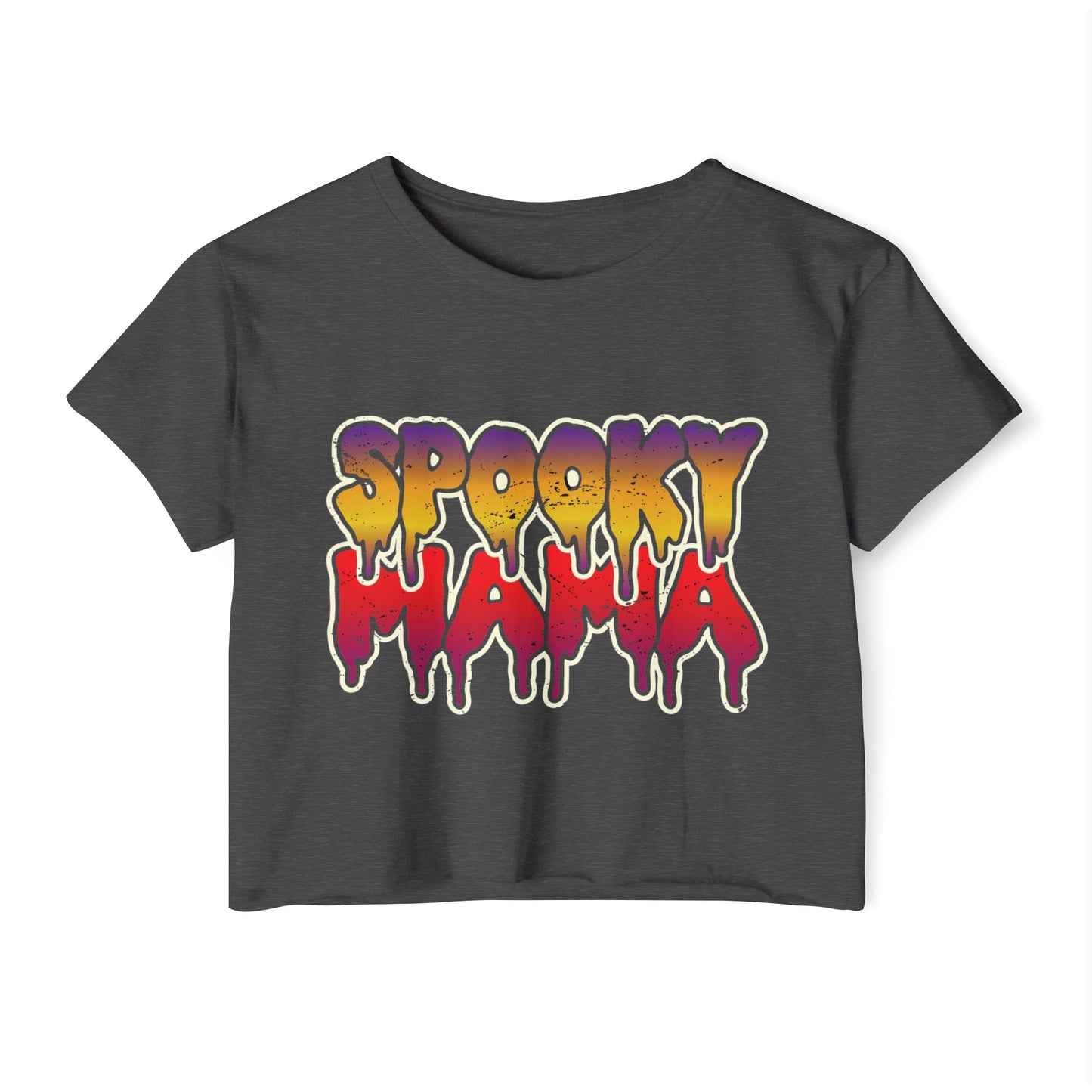 Spooky Mama Women's Festival Crop Top, Halloween Shirt, Boho Crop Tee, Festival Wear, Party Top, Casual Stylish Crop