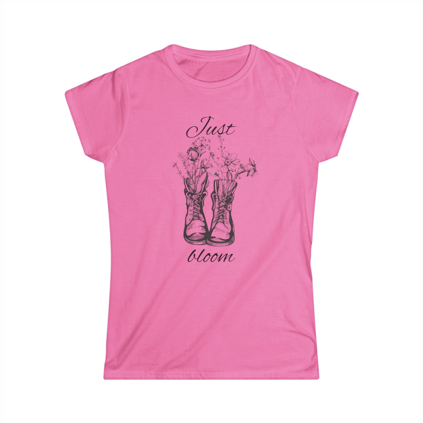 Just Bloom Women's Softstyle Tee - Inspirational Floral Design