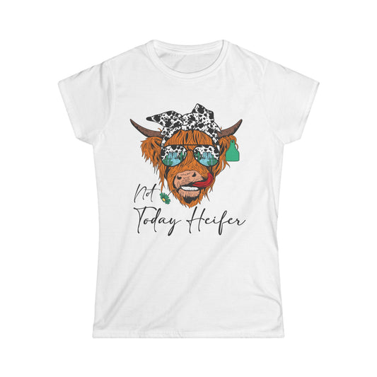 Not Today Heifer Women's Softstyle Tee - Funny Cow Graphic Tee for Casual Wear
