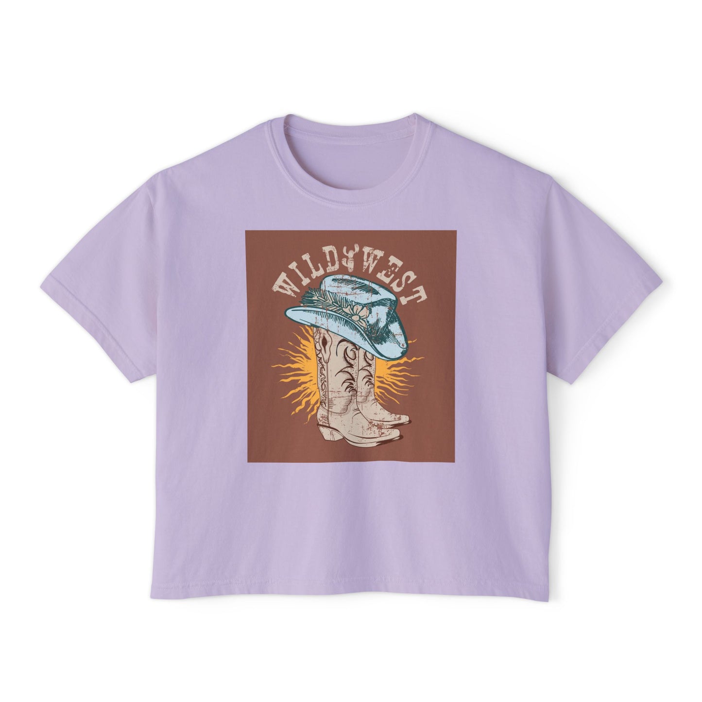 Wild West Women's Boxy Tee, Western Graphic T-Shirt, Vintage Cowboy Shirt, Boho Fashion Top, Casual Summer Wear, Gift for Her