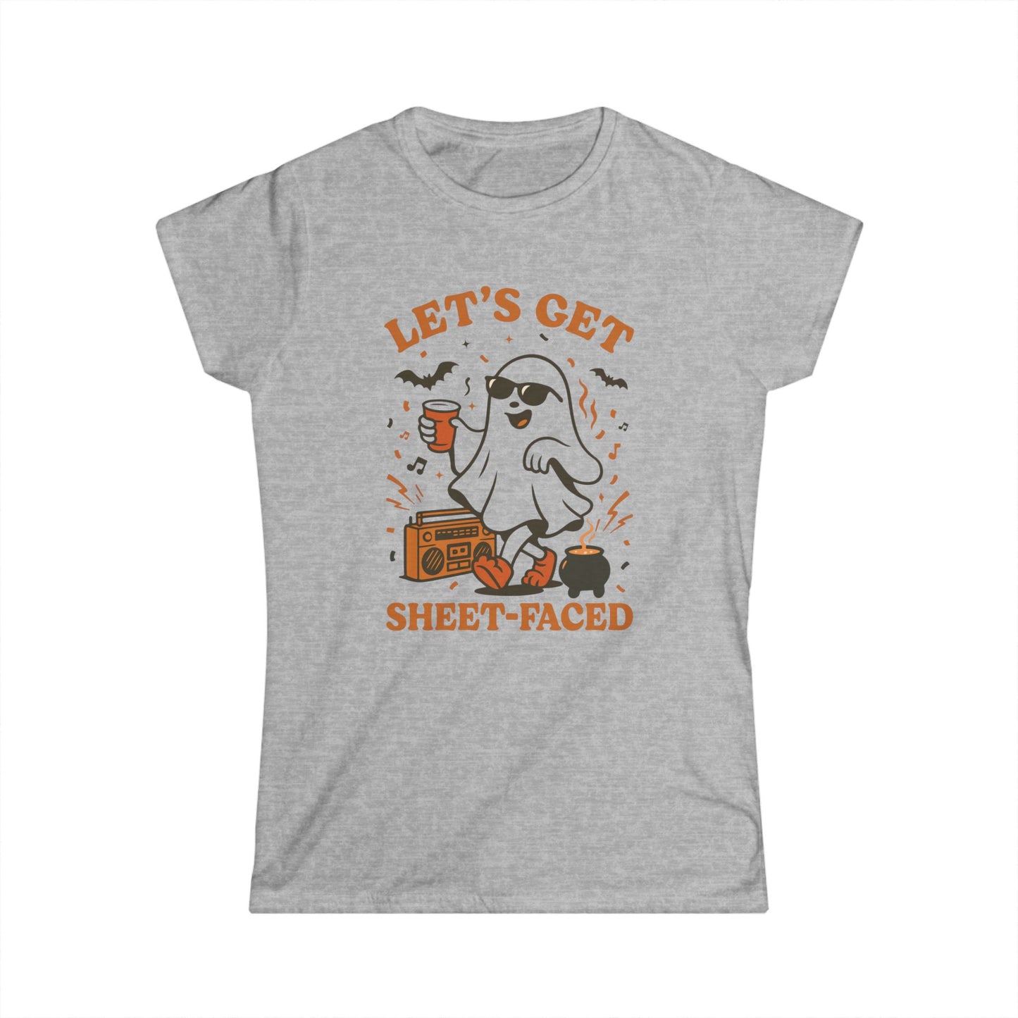 Ghost Party Women's Tee, Funny Halloween Shirt, Casual Graphic Top, Gift for Friends, Halloween Costume Alternative, Sheet-Faced Tee
