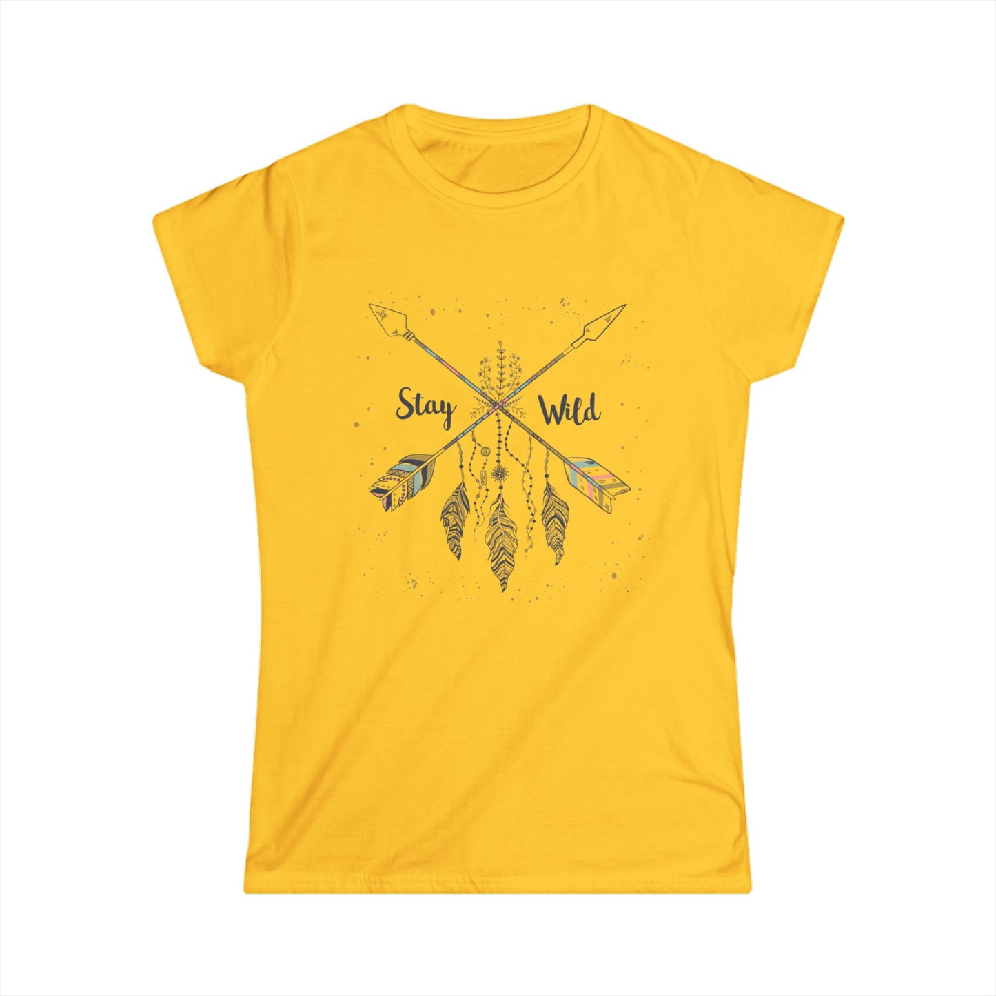 Stay Wild Women's Softstyle Tee - Boho Graphic Tee for Nature Lovers