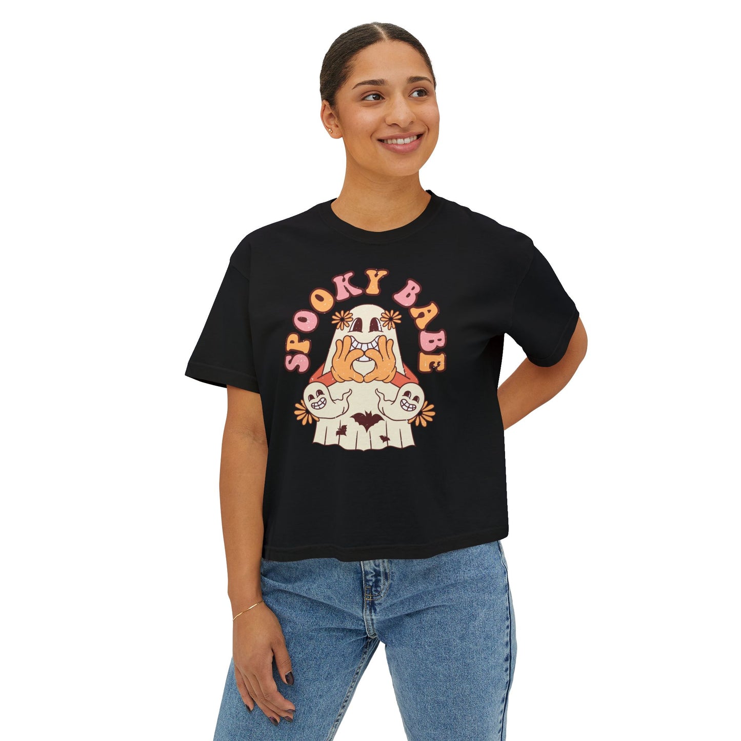 Spooky Babe Women's Boxy Tee | Halloween Shirt, Cute Tee, Graphic Tee, Fall Fashion, Gift for Her