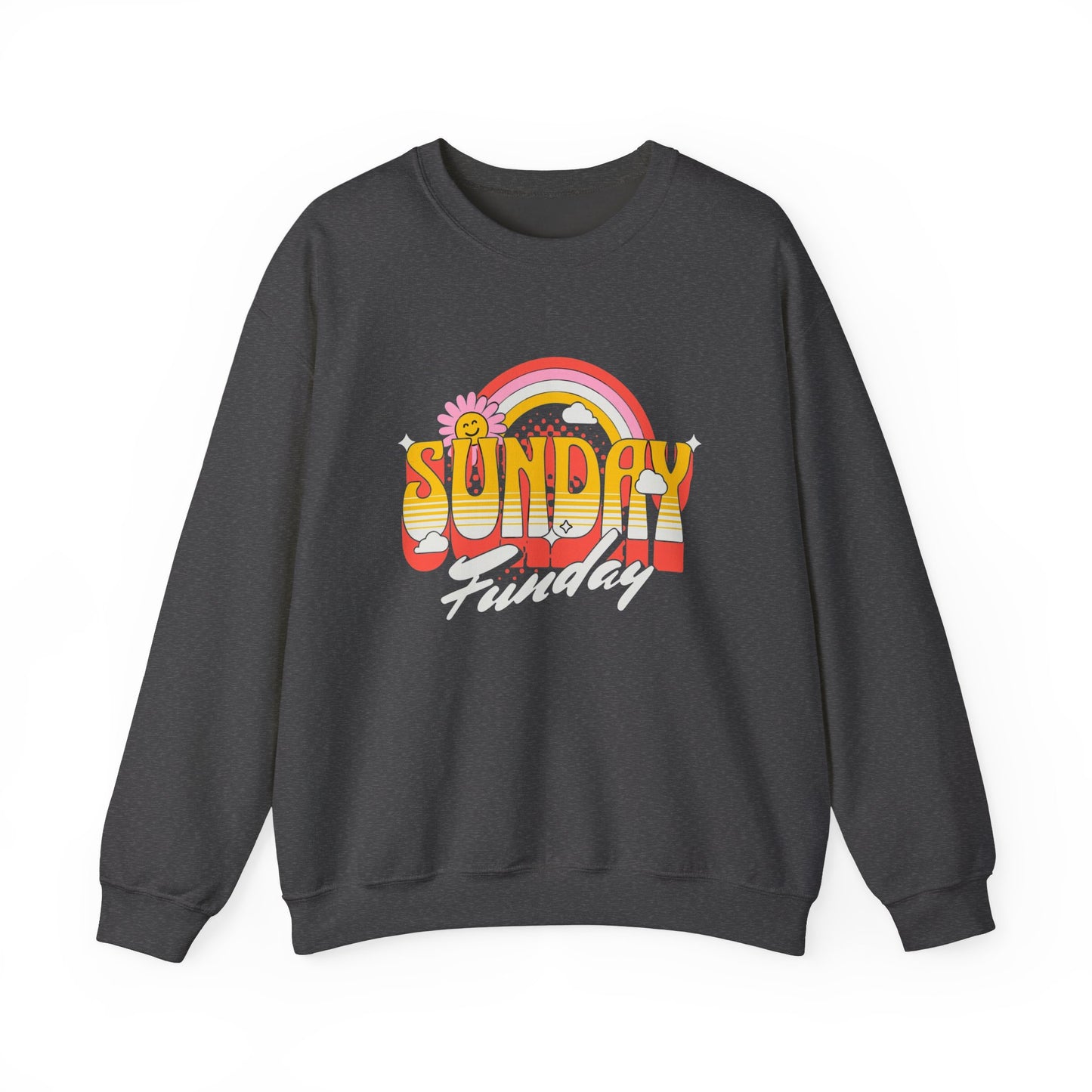 Sunday Funday Unisex Crewneck Sweatshirt - Retro Rainbow Design
