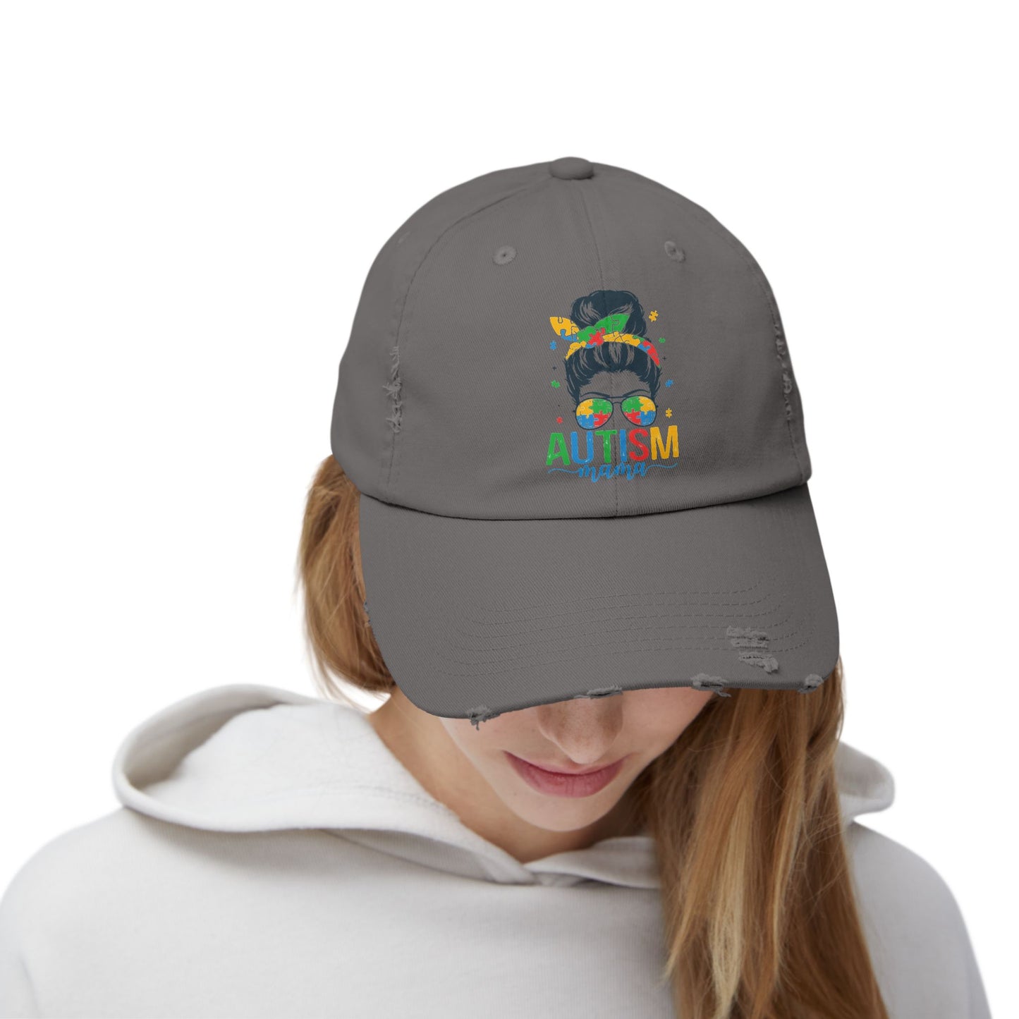 Autism Mama Distressed Cap - Stylish Supportive Hat for Moms