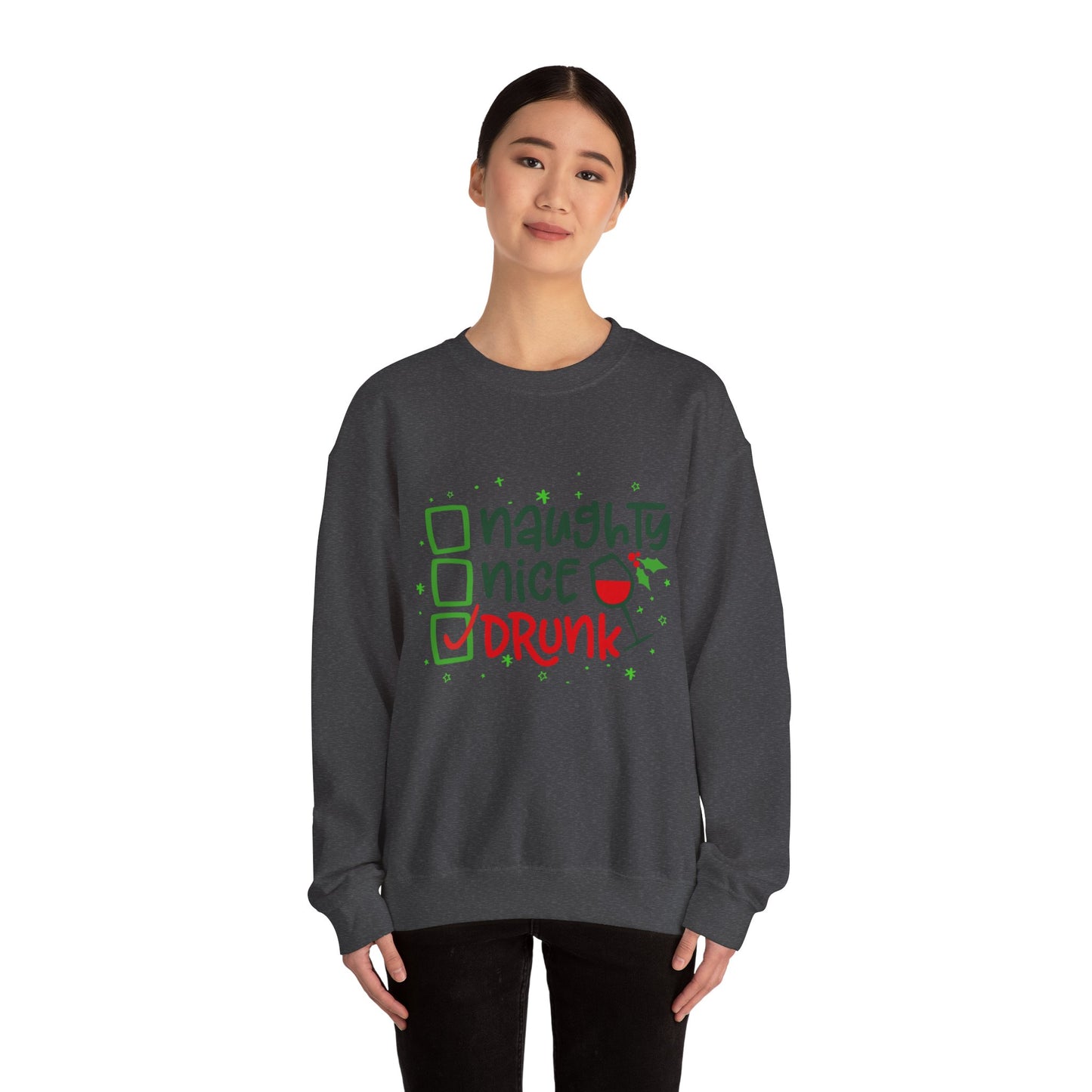 Naughty Nice Drunk Sweatshirt - Unisex Holiday Crewneck