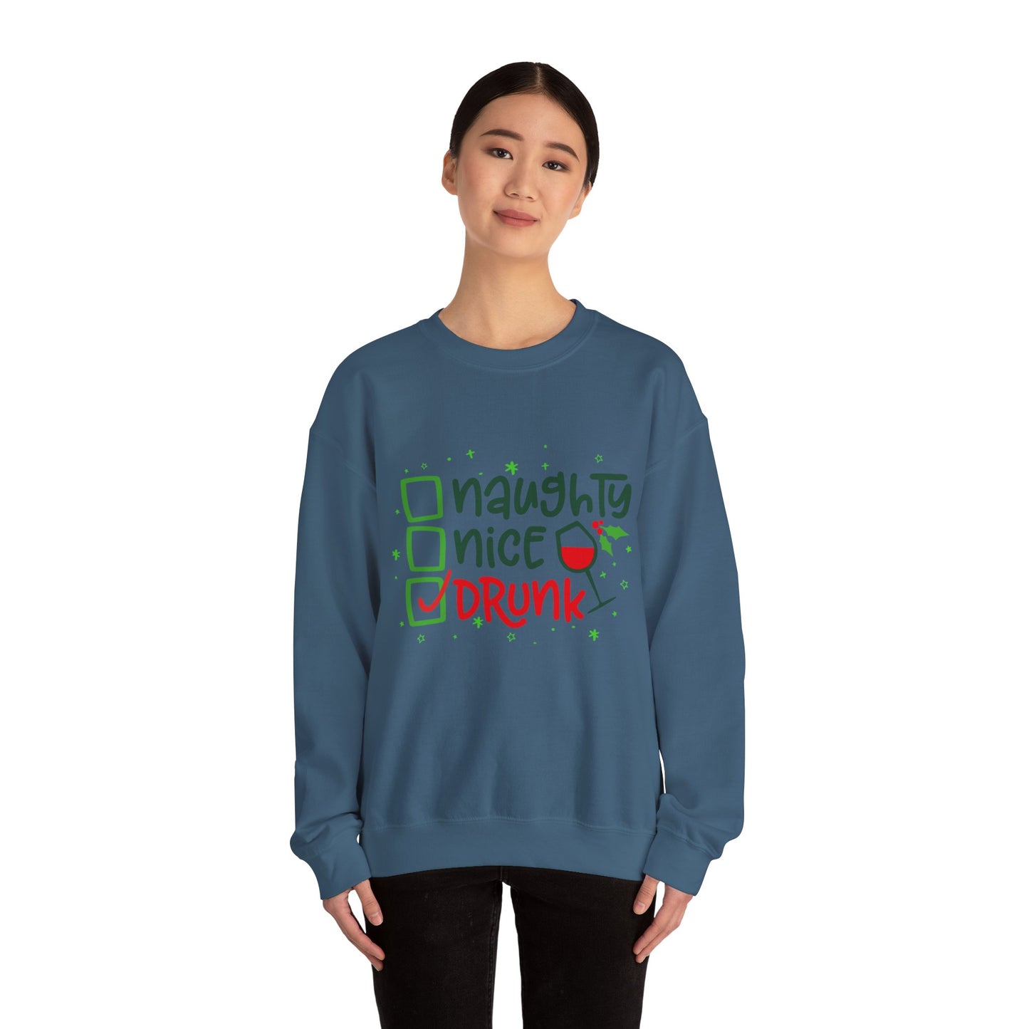 Naughty Nice Drunk Sweatshirt - Unisex Holiday Crewneck