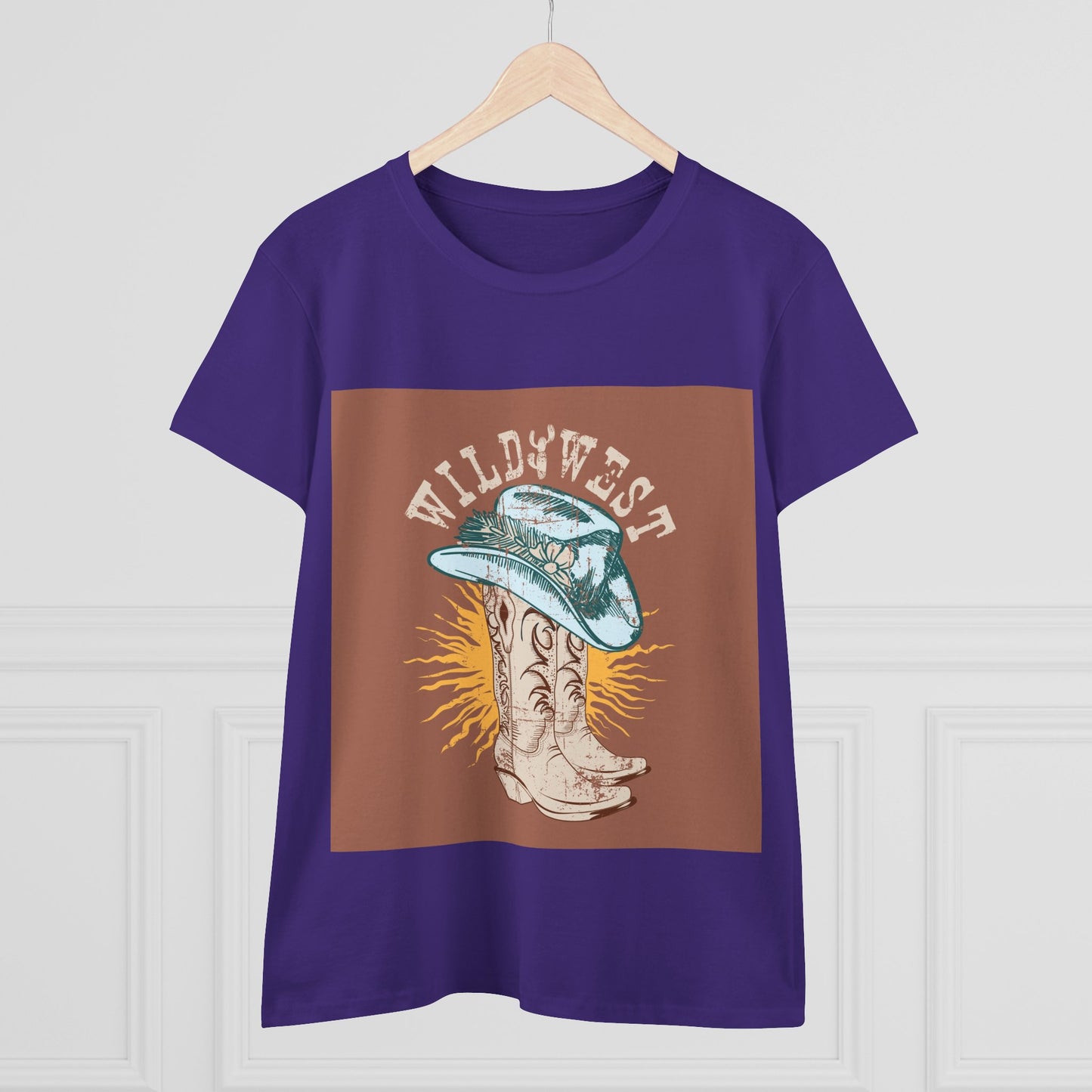 Wild West Women's Cotton Tee - Casual Summer Top, Boho Fashion, Vintage Graphic Shirt, Gift for Cowgirls, Western Wear