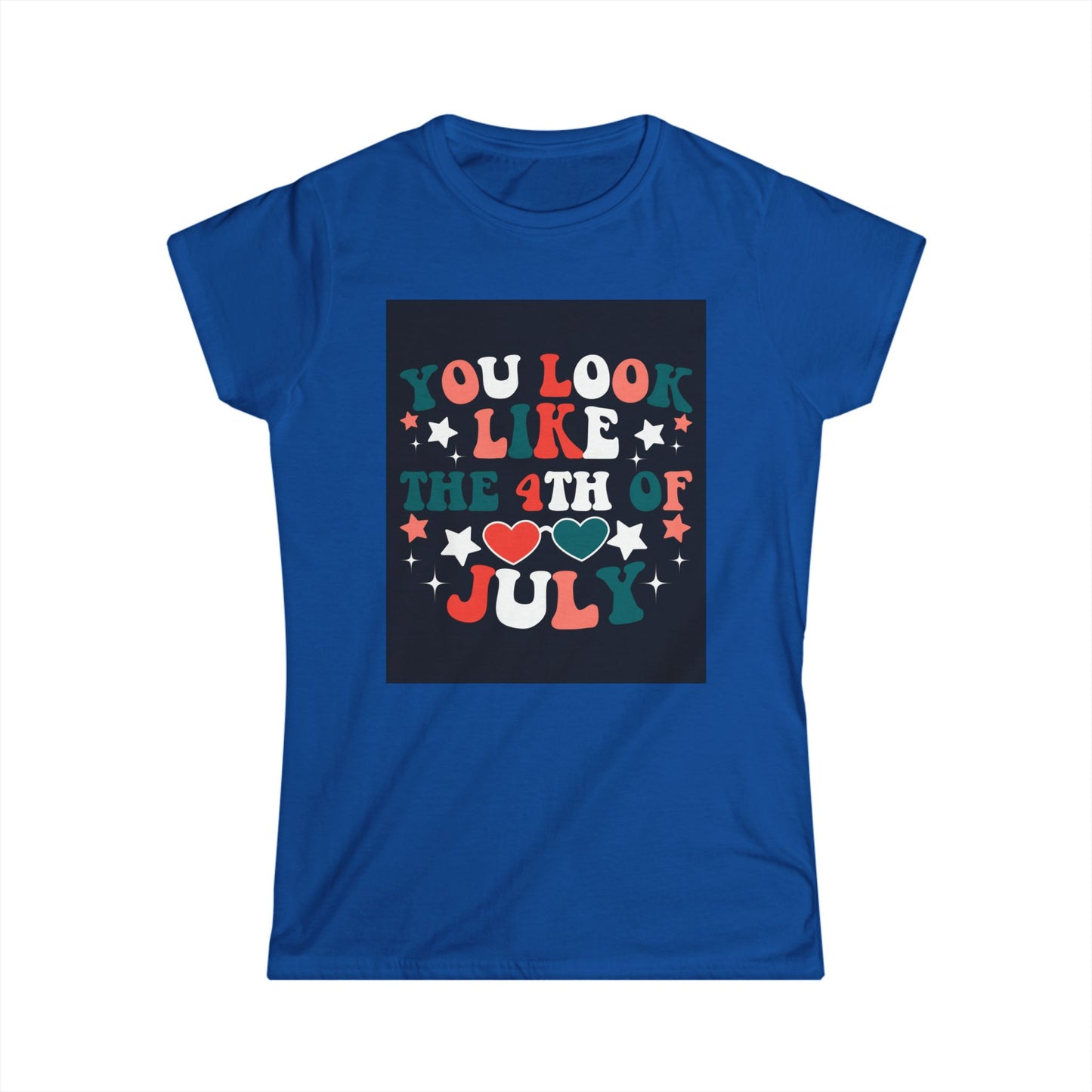 Fourth of July Women’s Tee, Patriotic Softstyle T-Shirt, Summer Celebration Top, Independence Day Apparel, 4th of July Gift