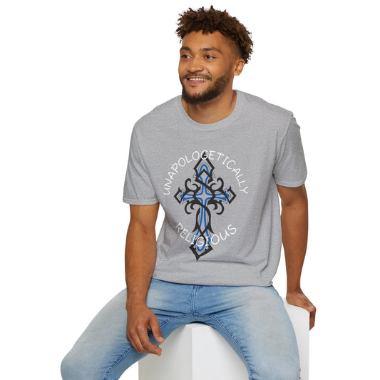 Ornate Cross Unisex Softstyle T-Shirt, Spiritual Tee, Religious Gift, Casual Wear, Unique Graphic Top