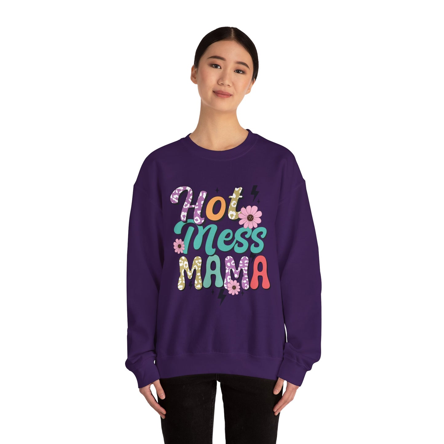 Hot Mess Mama Sweatshirt | Cozy Gift for Moms | Fun and Stylish Crewneck | Perfect for Casual Wear, Birthdays, Mother’s Day, Celebrations