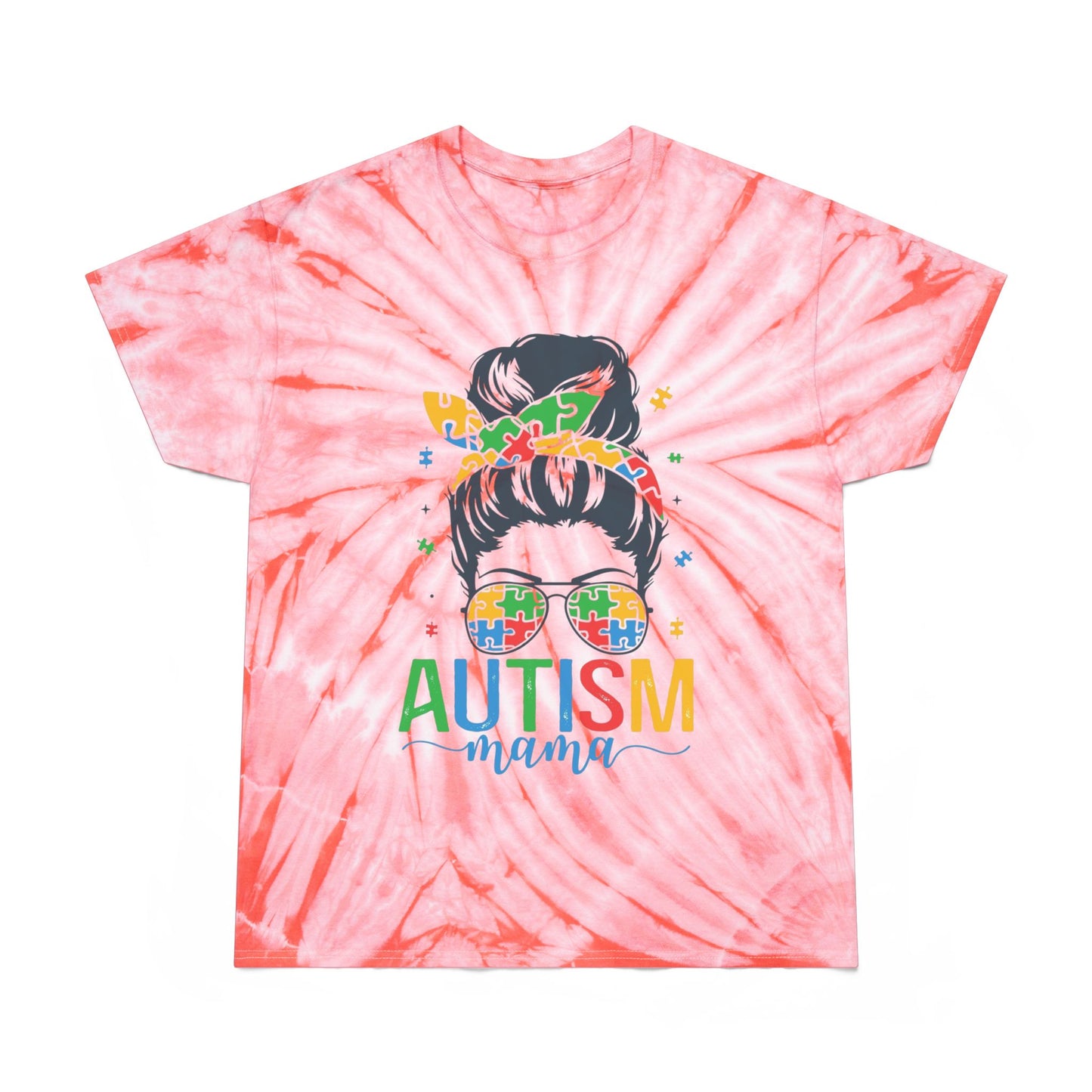 Autism Mama Tie-Dye Tee - Bright Yellow Cyclone Design