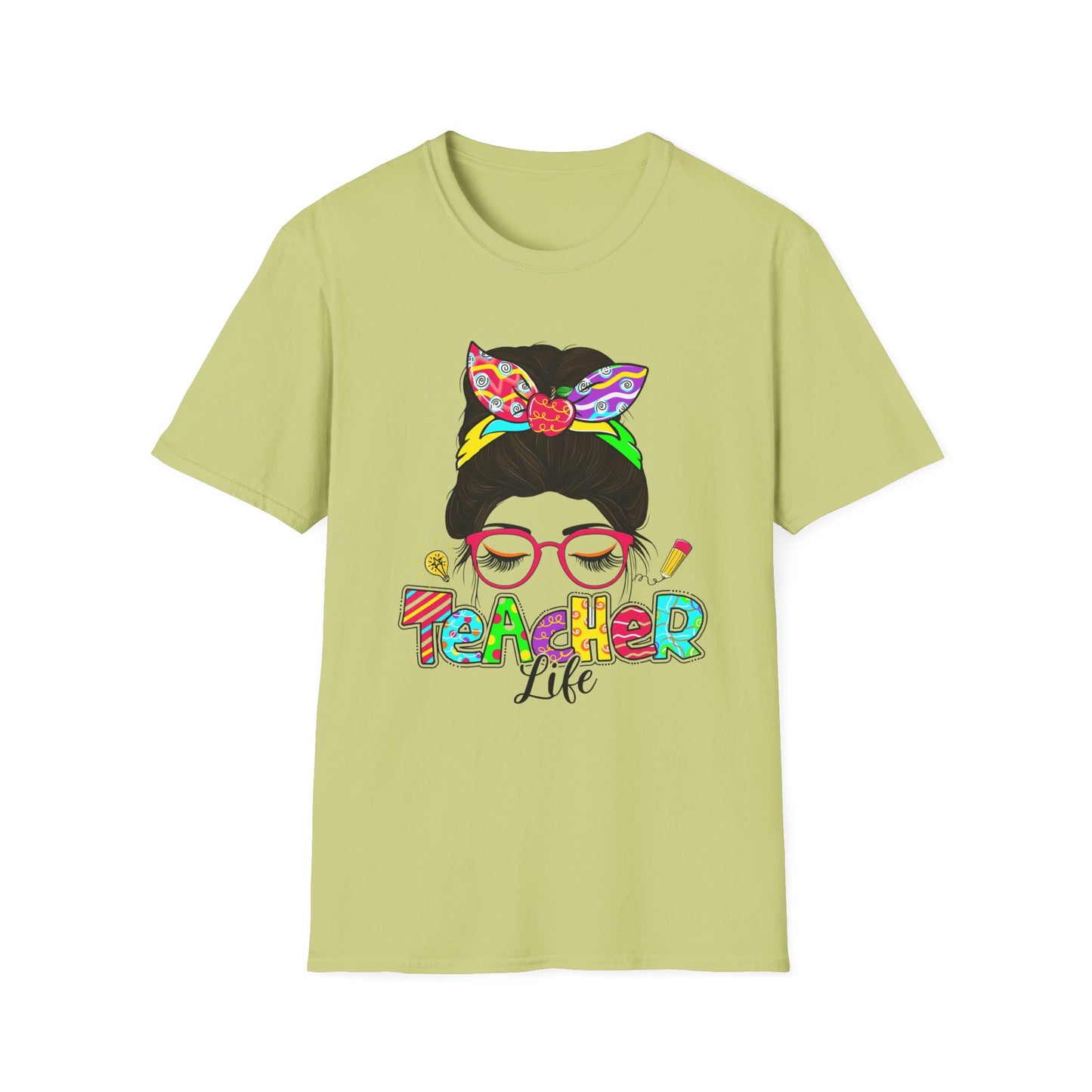 Teacher Life Unisex Softstyle T-Shirt - Fun and Colorful Design for Educators