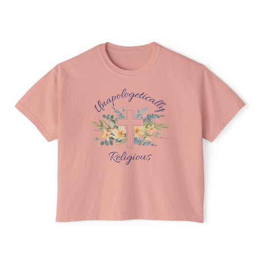 Unapologetically Religious Women's Boxy Tee | Faith-Based Fashion, Casual Wear, Gift for Believers, Christian Apparel, Inspirational Top