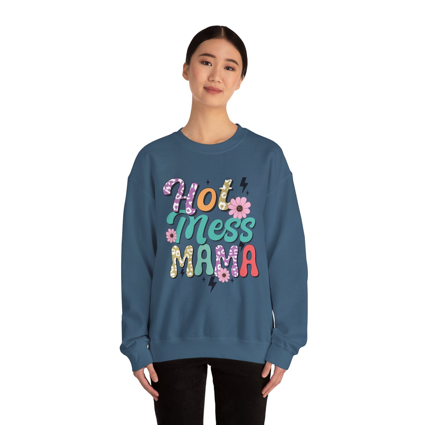 Hot Mess Mama Sweatshirt | Cozy Gift for Moms | Fun and Stylish Crewneck | Perfect for Casual Wear, Birthdays, Mother’s Day, Celebrations